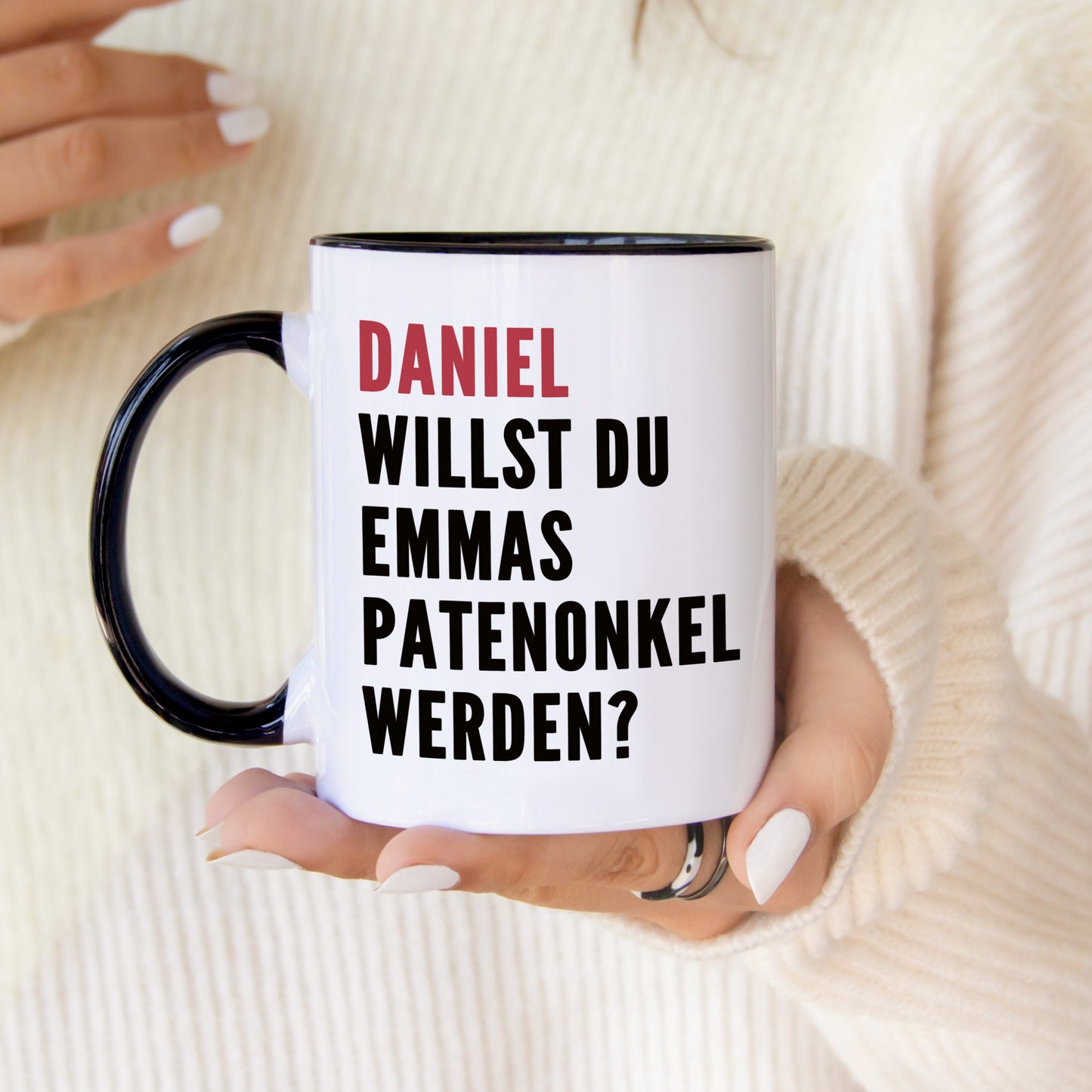 DEL MÀ Unique & Personal Keramiktasse für Patenonkel frage Willst du mein Patenonkel werden Keramiktasse 330 ml