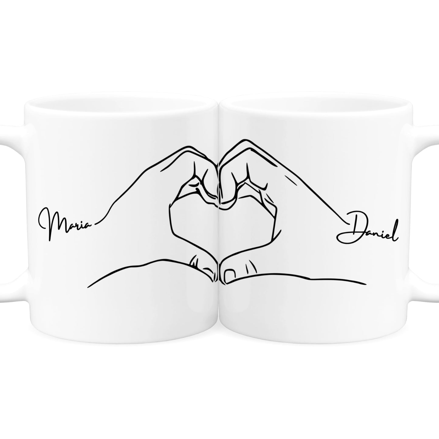 Partnertassen für Paare Hand in Hand personalisiert Tassen 2er Set Partner Geschenk Hände Pärchen Hochzeitsgeschenk Verlobungsgeschenk Kaffeetassen aus Keramik 330 ml