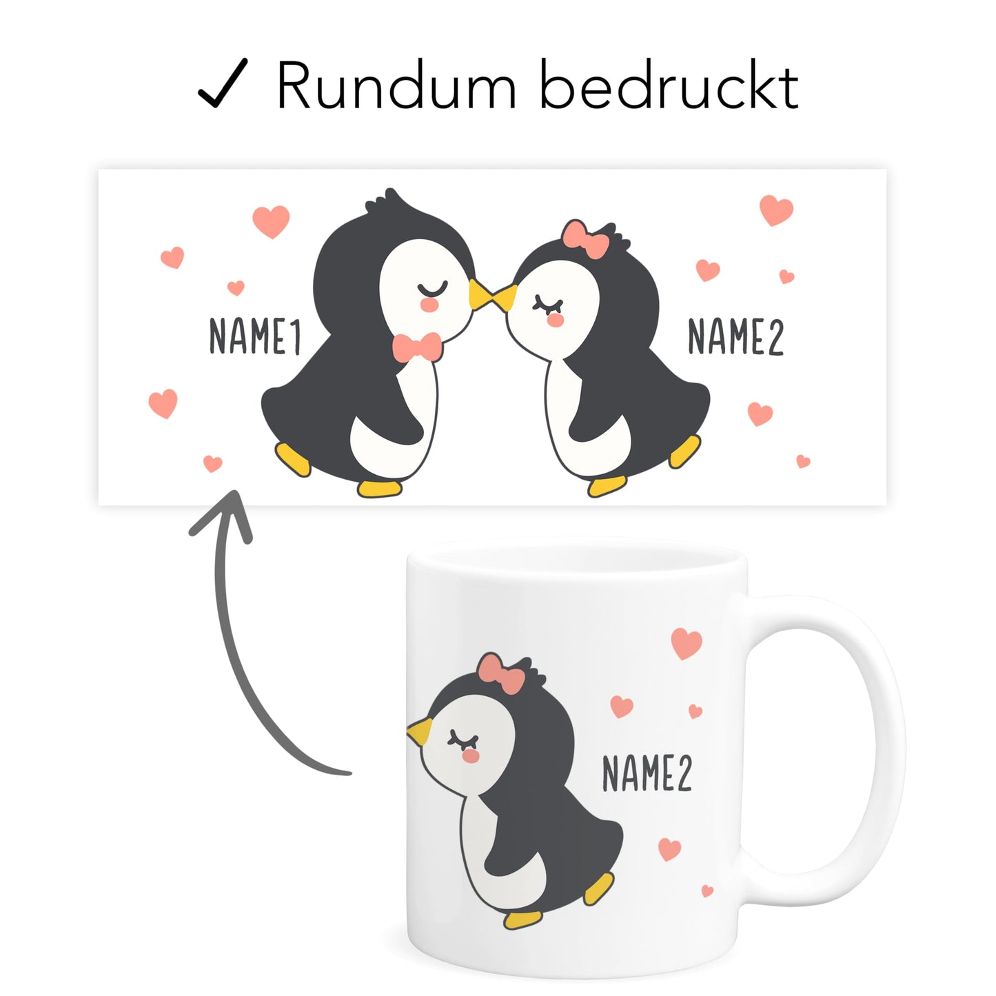 Partnertassen für Paare personalisiert Tassen 2er Set Partner Geschenk Pärchen Hochzeitsgeschenk Verlobungsgeschenk Kaffeetassen aus Keramik 330 ml