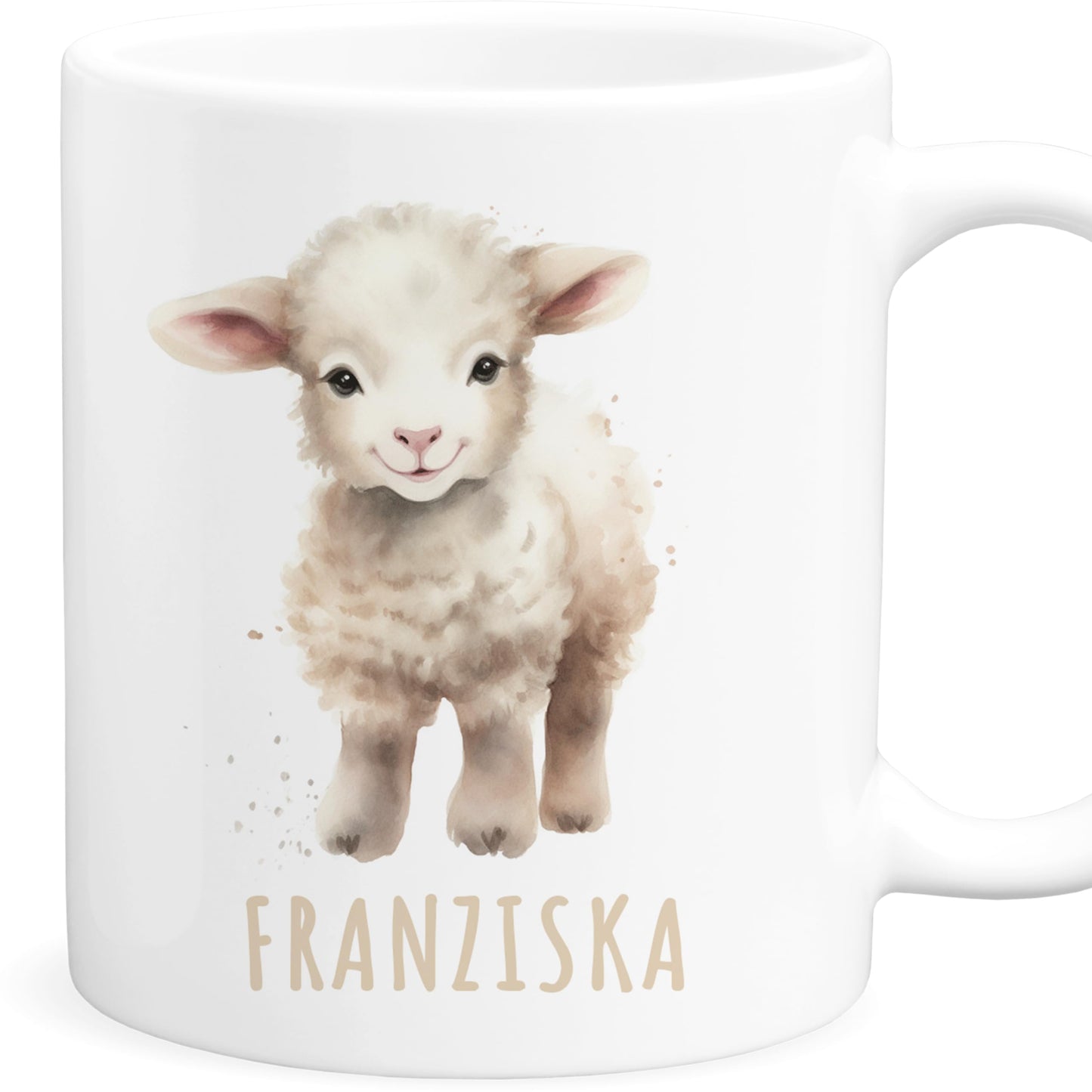 Schaf Tasse personalisierte Kindertasse mit Namen Schaftasse Namenstasse süßes Kinder Geschenk für Jungen & Mädchen Kaffeetasse Teetasse aus Keramik 330 ml