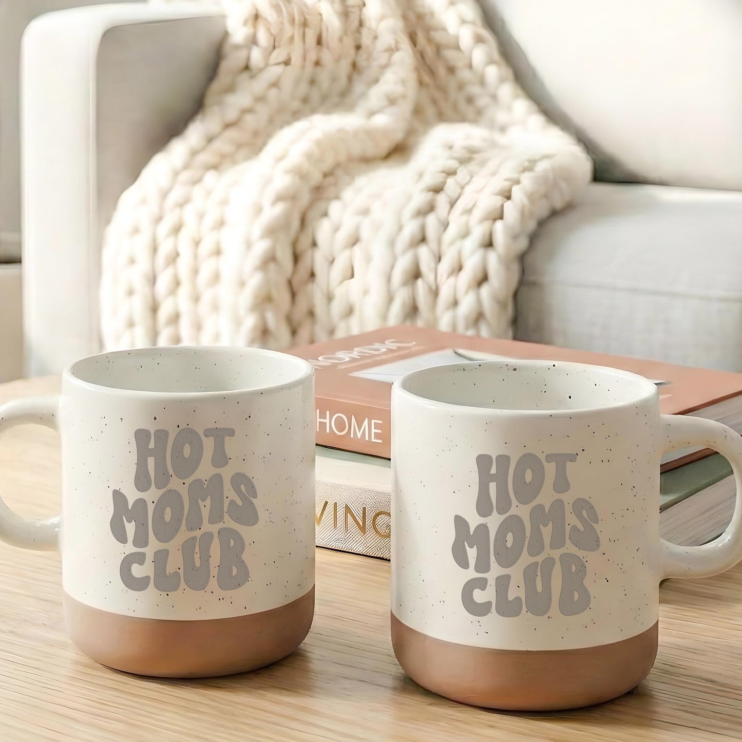Hot Moms Club Mama Steingut Tasse Muttertagsgeschenk mit Gravur Sohn Tochter Mutter Geschenk zum Muttertag Kaffeebecher Kaffeetasse