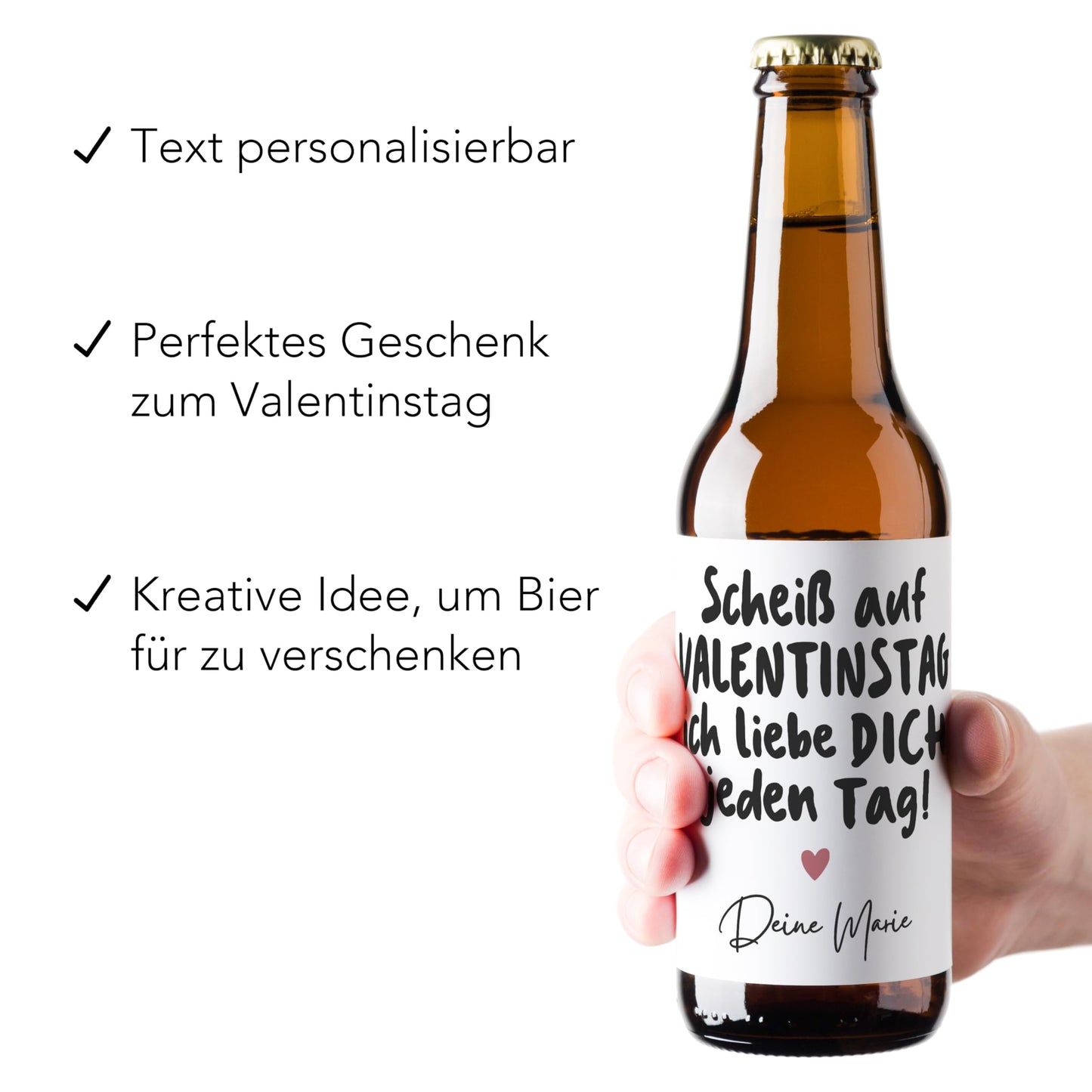 Valentinstagsgeschenk für ihn Bieretiketten personalisiert ich liebe dich Geschenk für Männer Valentinstag Bier Geschenk Etiketten 2 Stück | 9x9 cm