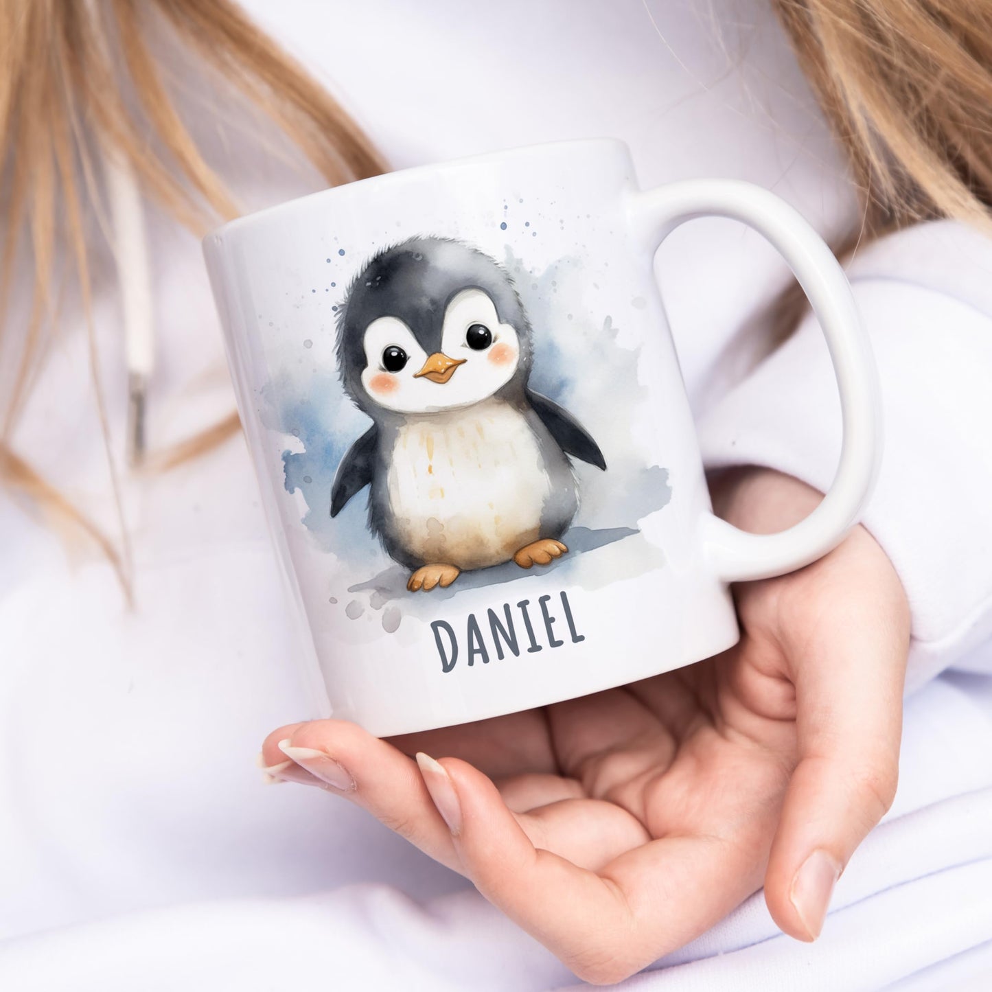 Pinguin Tasse personalisierte Kindertasse mit Namen Pinguintasse Namenstasse süßes Kinder Geschenk für Jungen & Mädchen Kaffeetasse Teetasse aus Keramik 330 ml