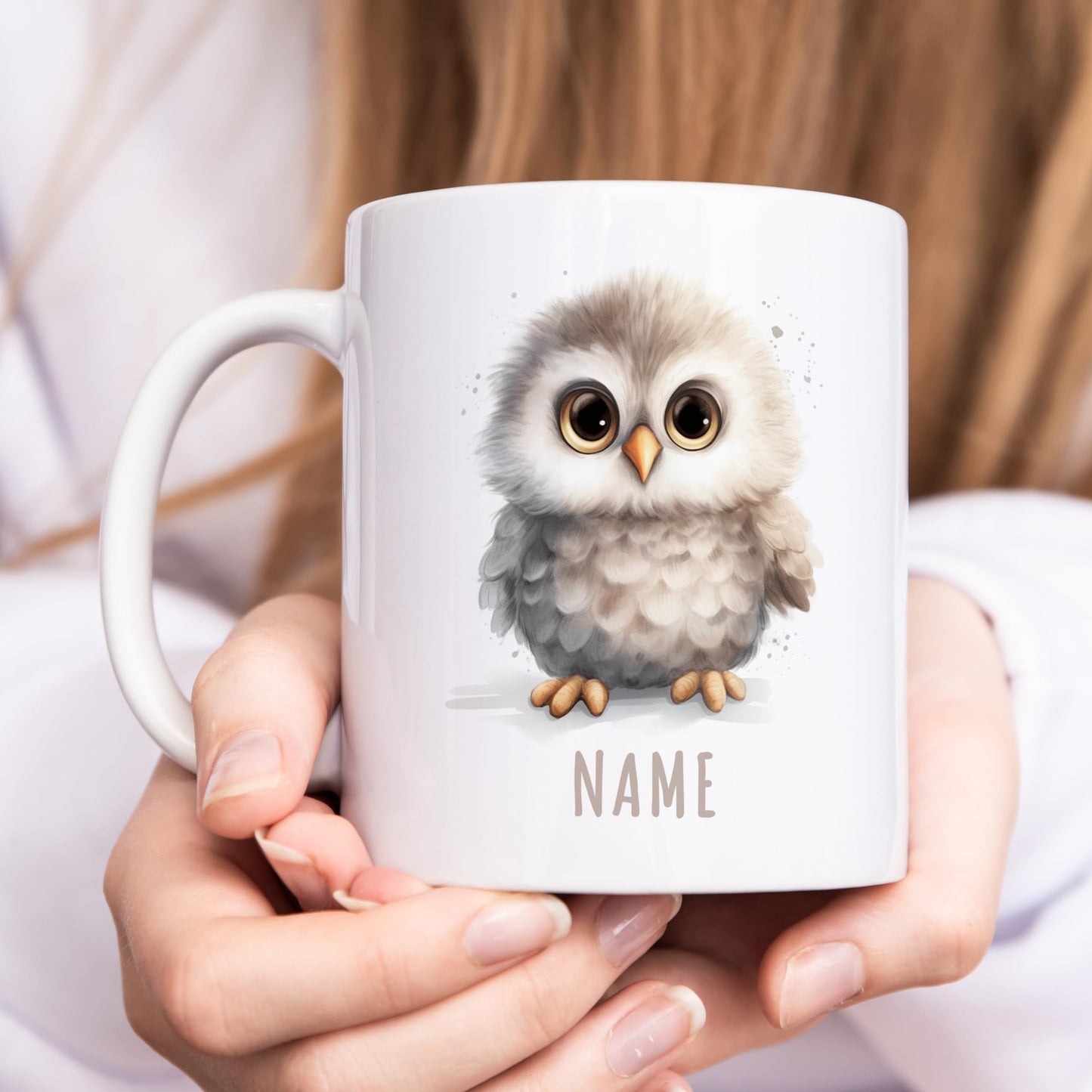 Eule Tasse personalisierte Kindertasse mit Namen Euletasse Namenstasse süßes Kinder Geschenk für Jungen & Mädchen Kaffeetasse Teetasse aus Keramik 330 ml