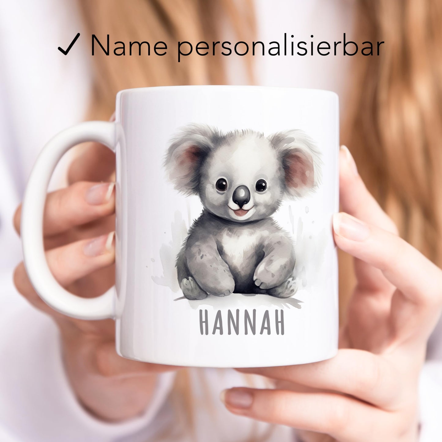 Koala Tasse personalisierte Kindertasse mit Namen Koalatasse Namenstasse süßes Kinder Geschenk für Jungen & Mädchen Kaffeetasse Teetasse aus Keramik 330 ml