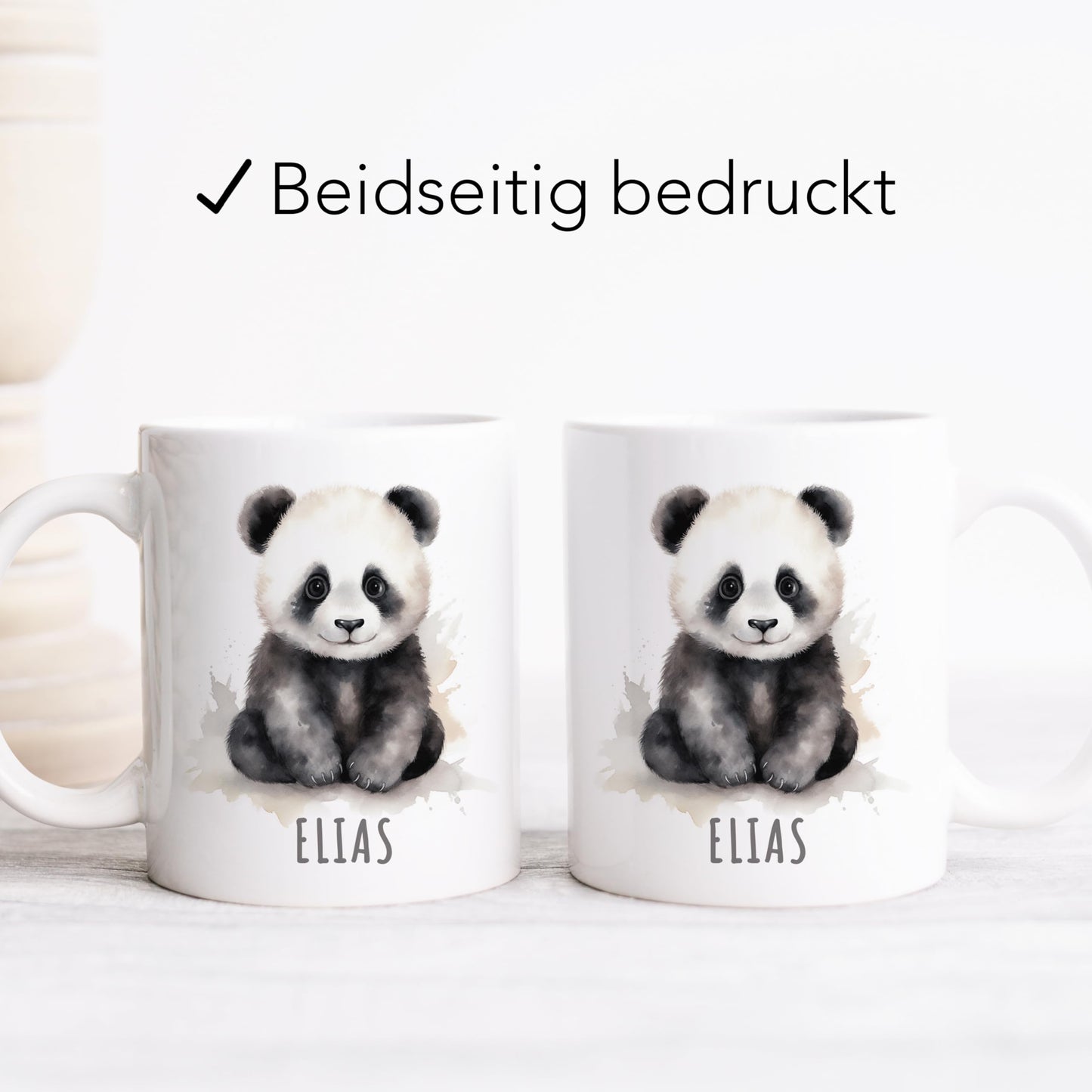 Panda Tasse personalisierte Kindertasse mit Namen Pandatasse Namenstasse süßes Kinder Geschenk für Jungen & Mädchen Kaffeetasse Teetasse aus Keramik 330 ml