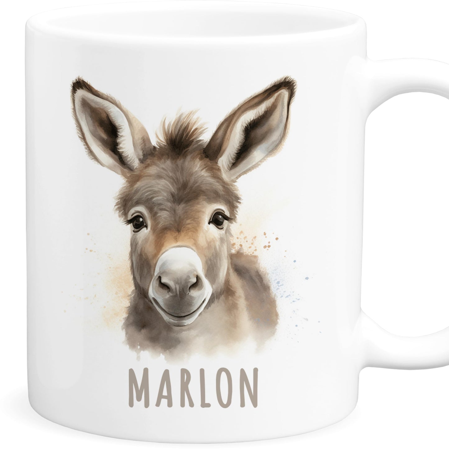 Esel Tasse personalisierte Kindertasse mit Namen Eseltasse Namenstasse süßes Kinder Geschenk für Jungen & Mädchen Kaffeetasse Teetasse aus Keramik 330 ml