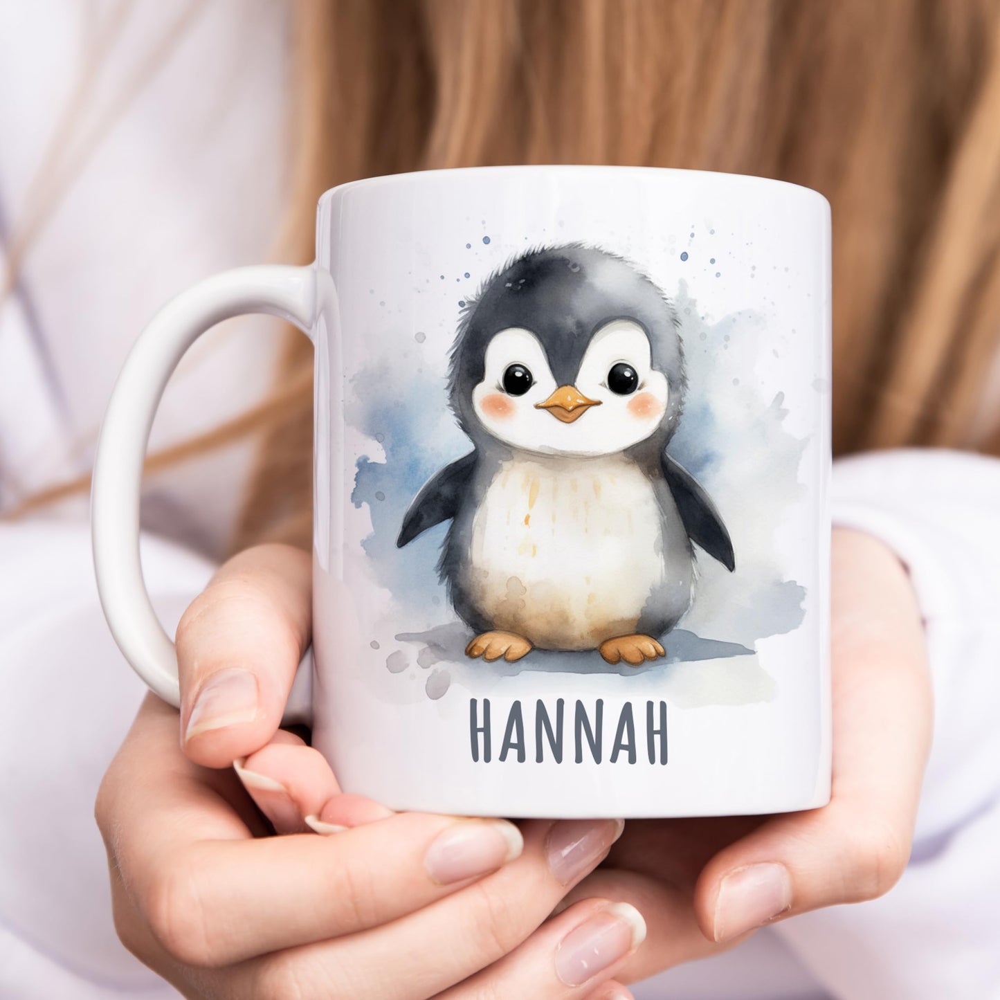 Pinguin Tasse personalisierte Kindertasse mit Namen Pinguintasse Namenstasse süßes Kinder Geschenk für Jungen & Mädchen Kaffeetasse Teetasse aus Keramik 330 ml