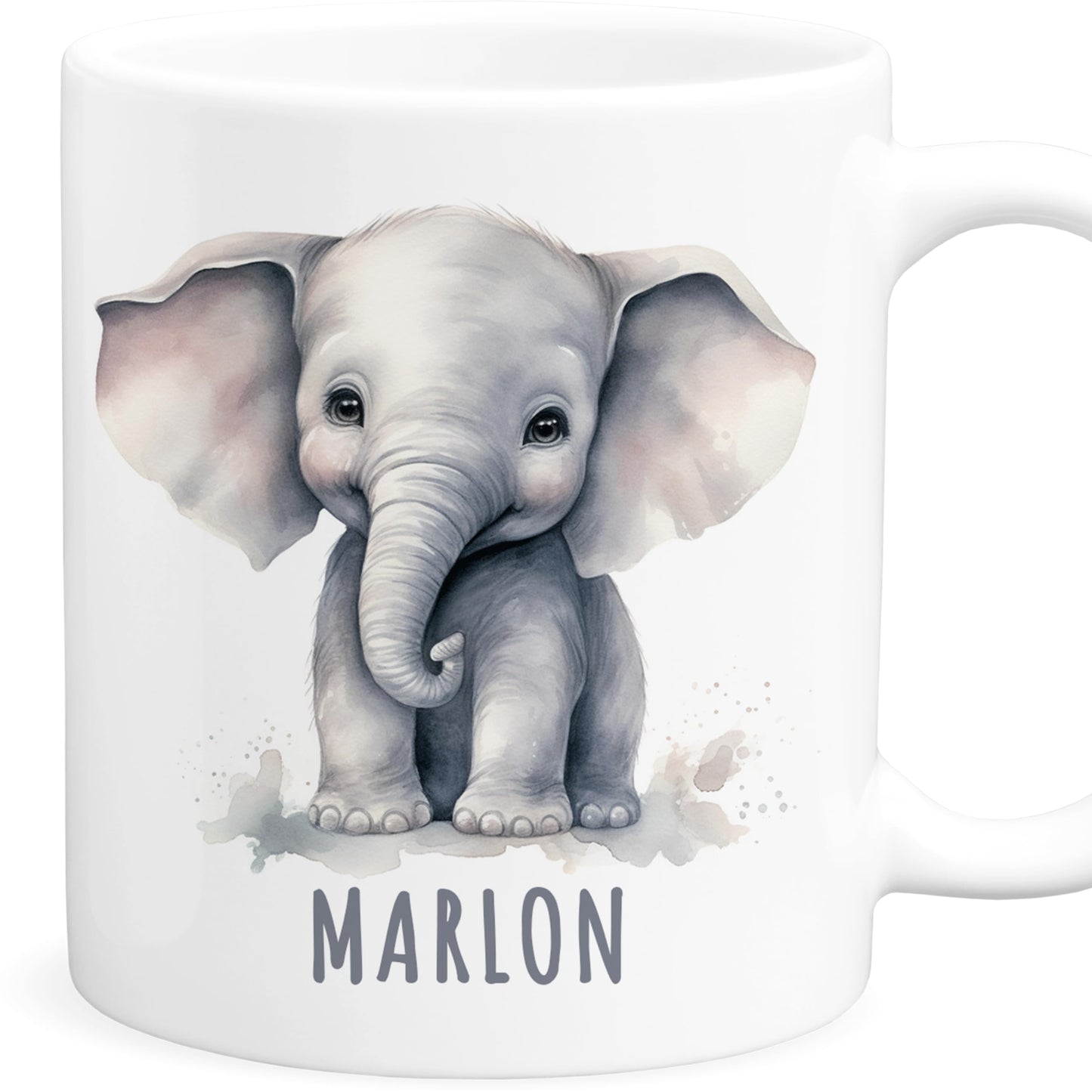 Elefant Tasse personalisierte Kindertasse mit Namen Elefantentasse Namenstasse süßes Kinder Geschenk für Jungen & Mädchen Kaffeetasse Teetasse aus Keramik 330 ml (Elefant)