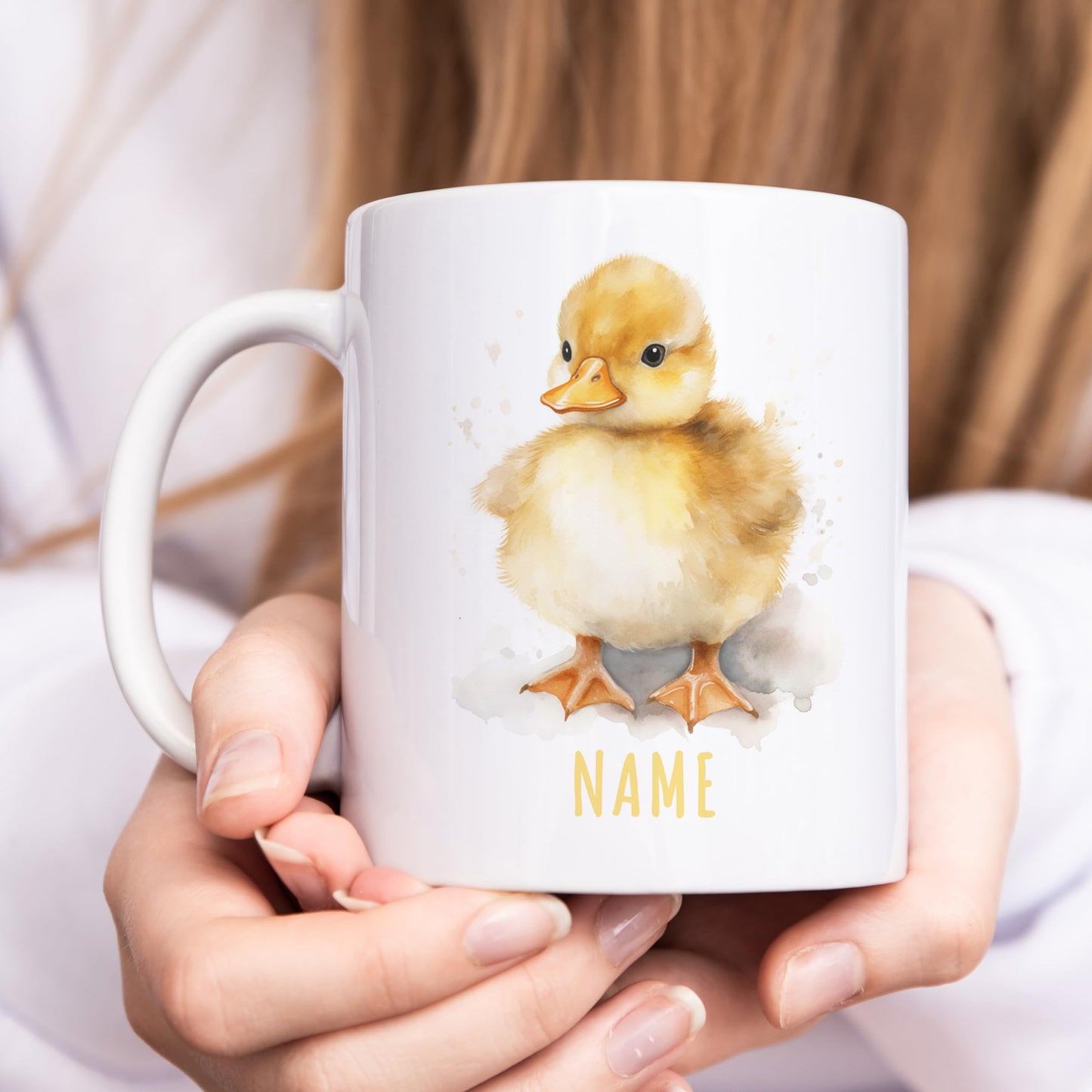 Enten Tasse personalisierte Kindertasse mit Namen Ententasse Namenstasse süßes Kinder Geschenk für Jungen & Mädchen Kaffeetasse Teetasse aus Keramik 330 ml