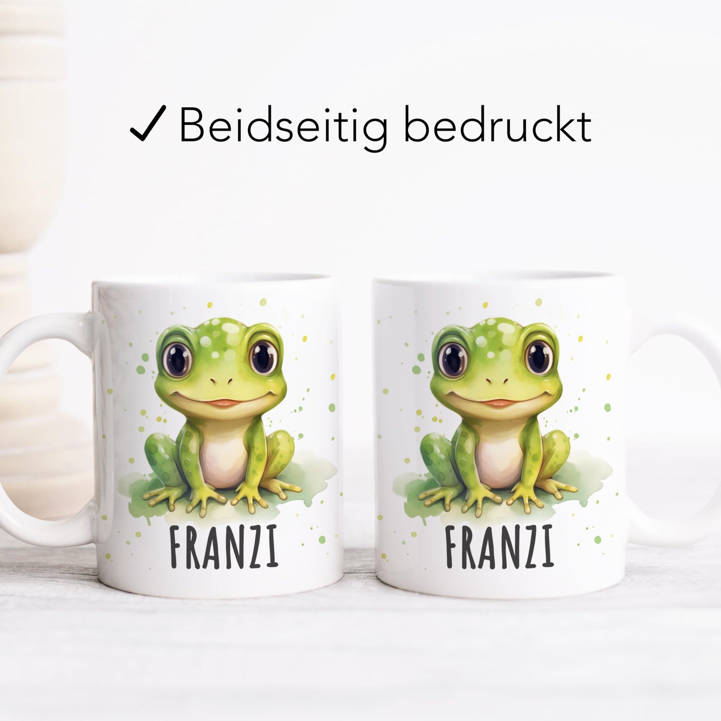 Frosch Tasse personalisierte Kindertasse mit Namen Froschtasse Namenstasse süßes Kinder Geschenk für Jungen & Mädchen Kaffeetasse Teetasse aus Keramik 330 ml