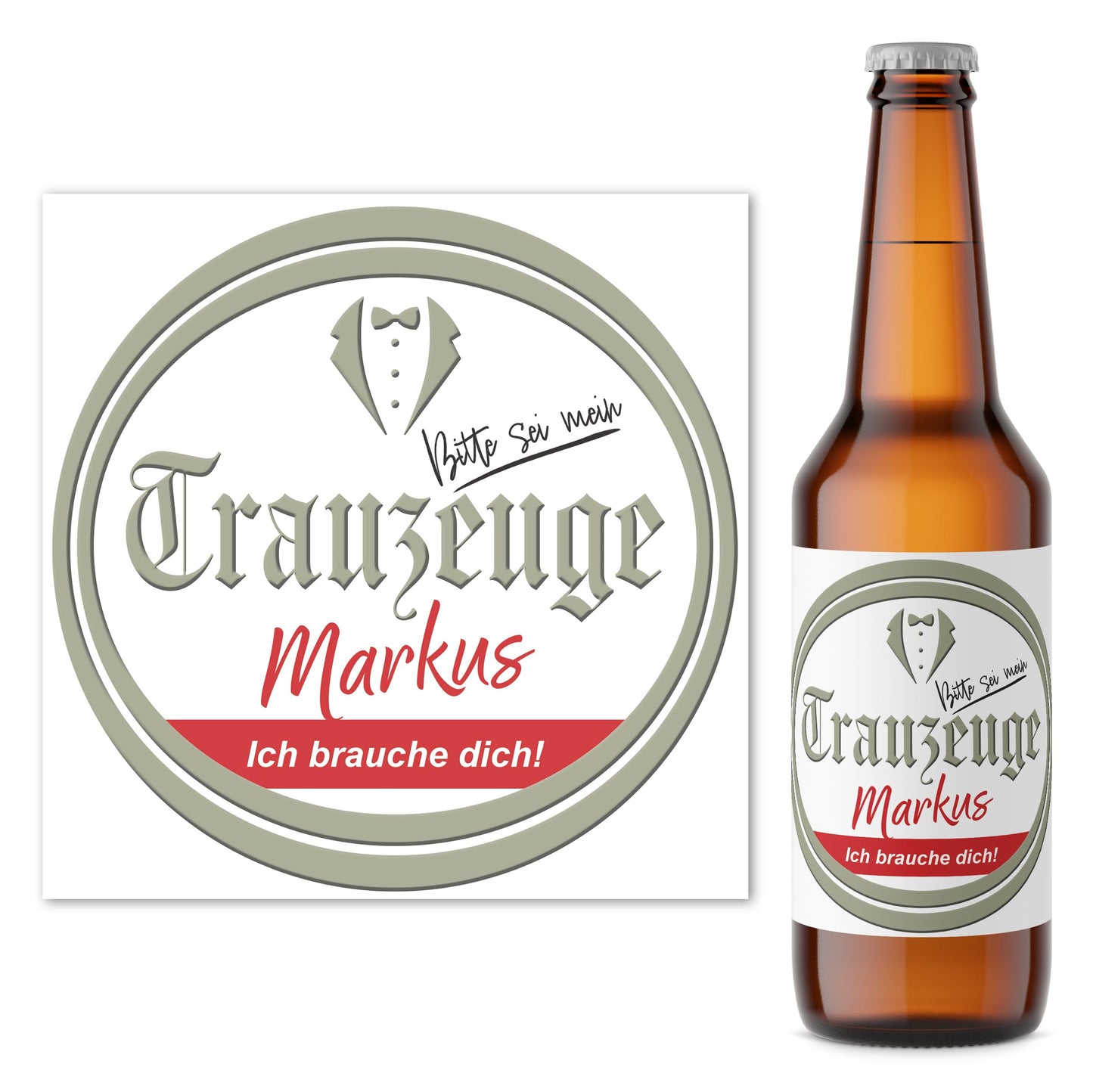 Willst du mein Trauzeuge sein Mann Bierflaschen Etikett personalisiert Bier Geschenk Trauzeuge fragen Flaschenetikett Bieretiketten 2 Stück | 9x9 cm