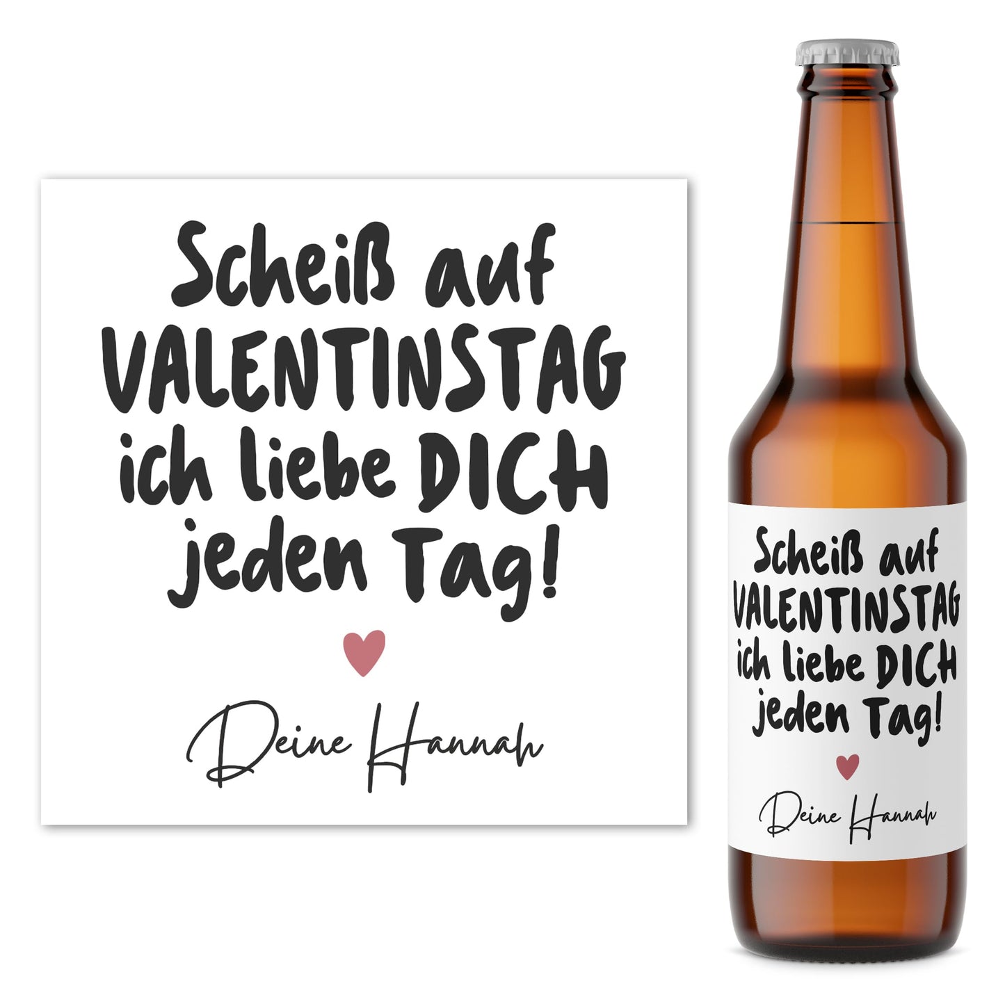 Valentinstagsgeschenk für ihn Bieretiketten personalisiert ich liebe dich Geschenk für Männer Valentinstag Bier Geschenk Etiketten 2 Stück | 9x9 cm