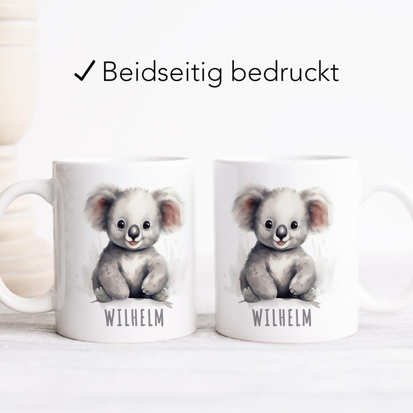 Koala Tasse personalisierte Kindertasse mit Namen Koalatasse Namenstasse süßes Kinder Geschenk für Jungen & Mädchen Kaffeetasse Teetasse aus Keramik 330 ml