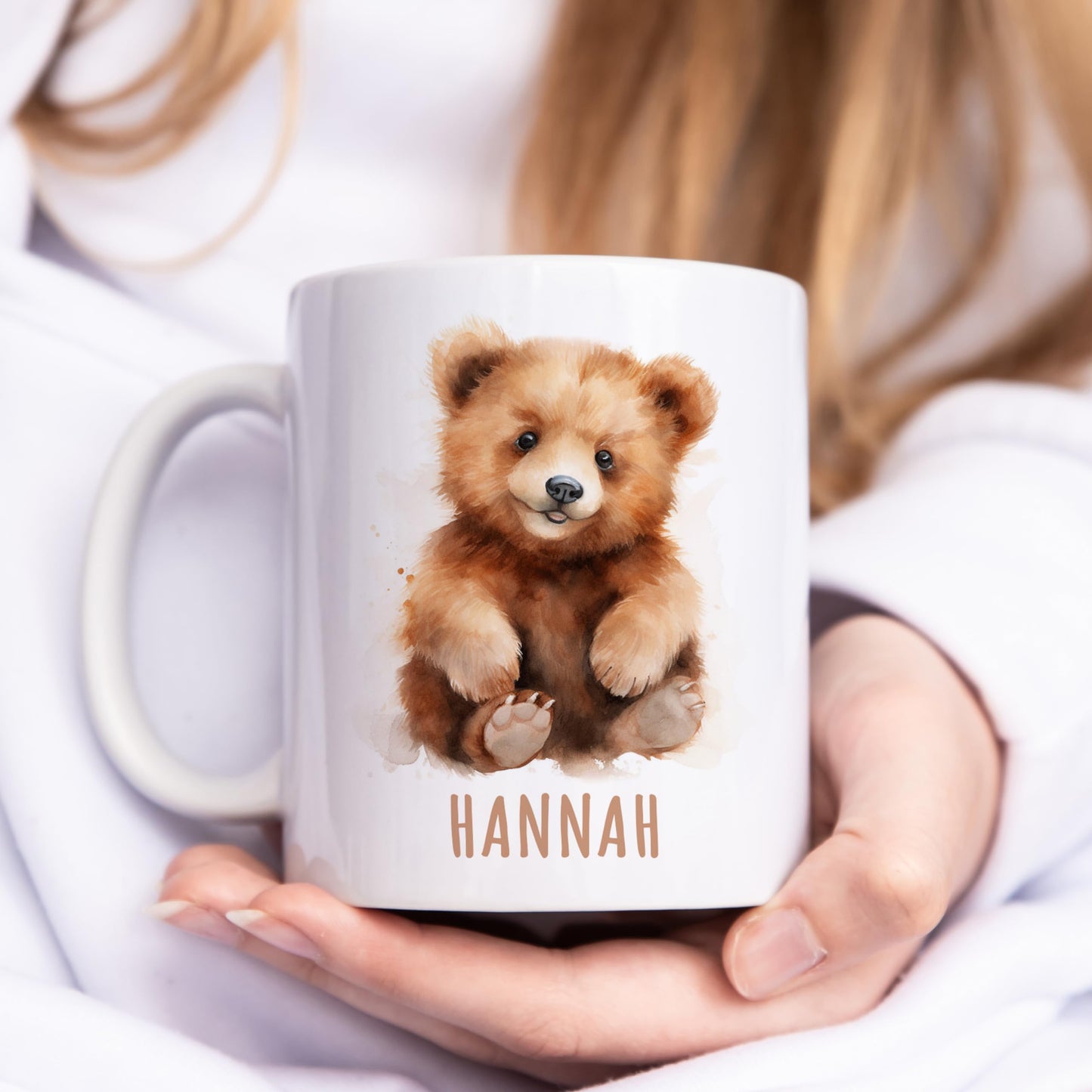 Bärchen Tasse Bär personalisierte Kindertasse mit Namen Bärentasse Namenstasse süßes Kinder Geschenk für Jungen & Mädchen Kaffeetasse Teetasse aus Keramik 330 ml (Bär)
