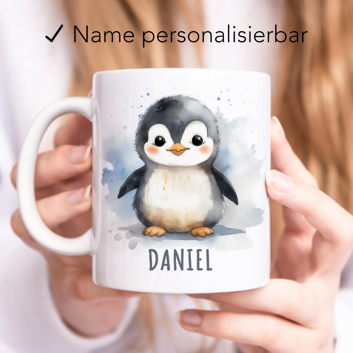 Pinguin Tasse personalisierte Kindertasse mit Namen Pinguintasse Namenstasse süßes Kinder Geschenk für Jungen & Mädchen Kaffeetasse Teetasse aus Keramik 330 ml