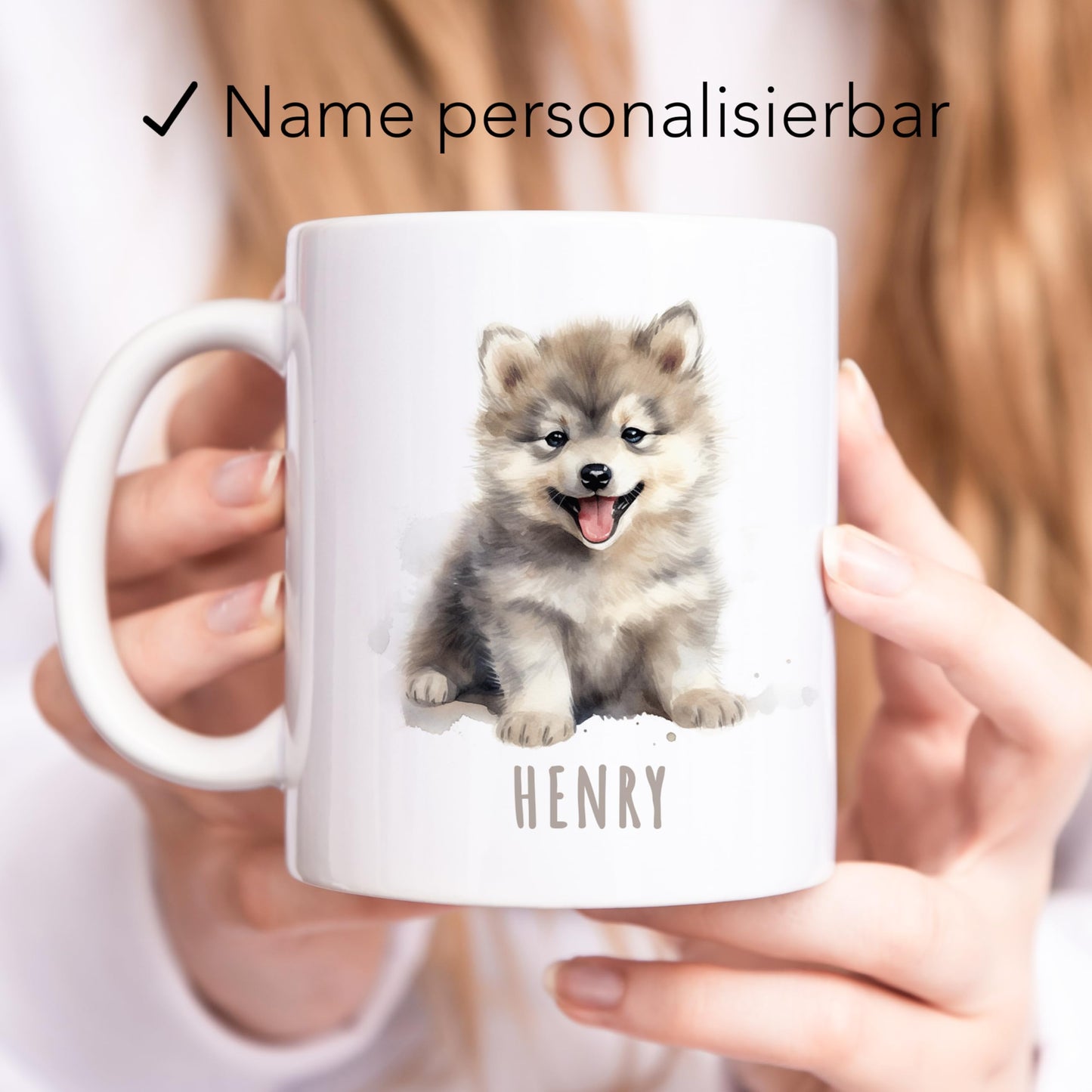 Wolf Tasse personalisierte Kindertasse mit Namen Wolftasse Namenstasse süßes Kinder Geschenk für Jungen & Mädchen Kaffeetasse Teetasse aus Keramik 330 ml