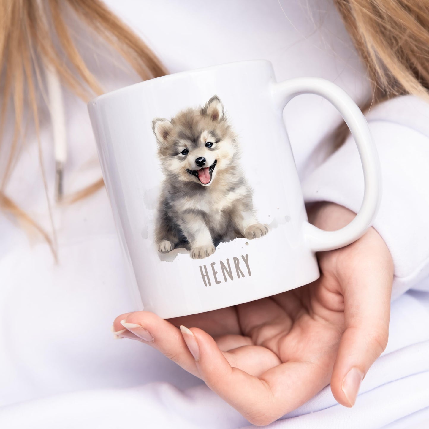 Wolf Tasse personalisierte Kindertasse mit Namen Wolftasse Namenstasse süßes Kinder Geschenk für Jungen & Mädchen Kaffeetasse Teetasse aus Keramik 330 ml