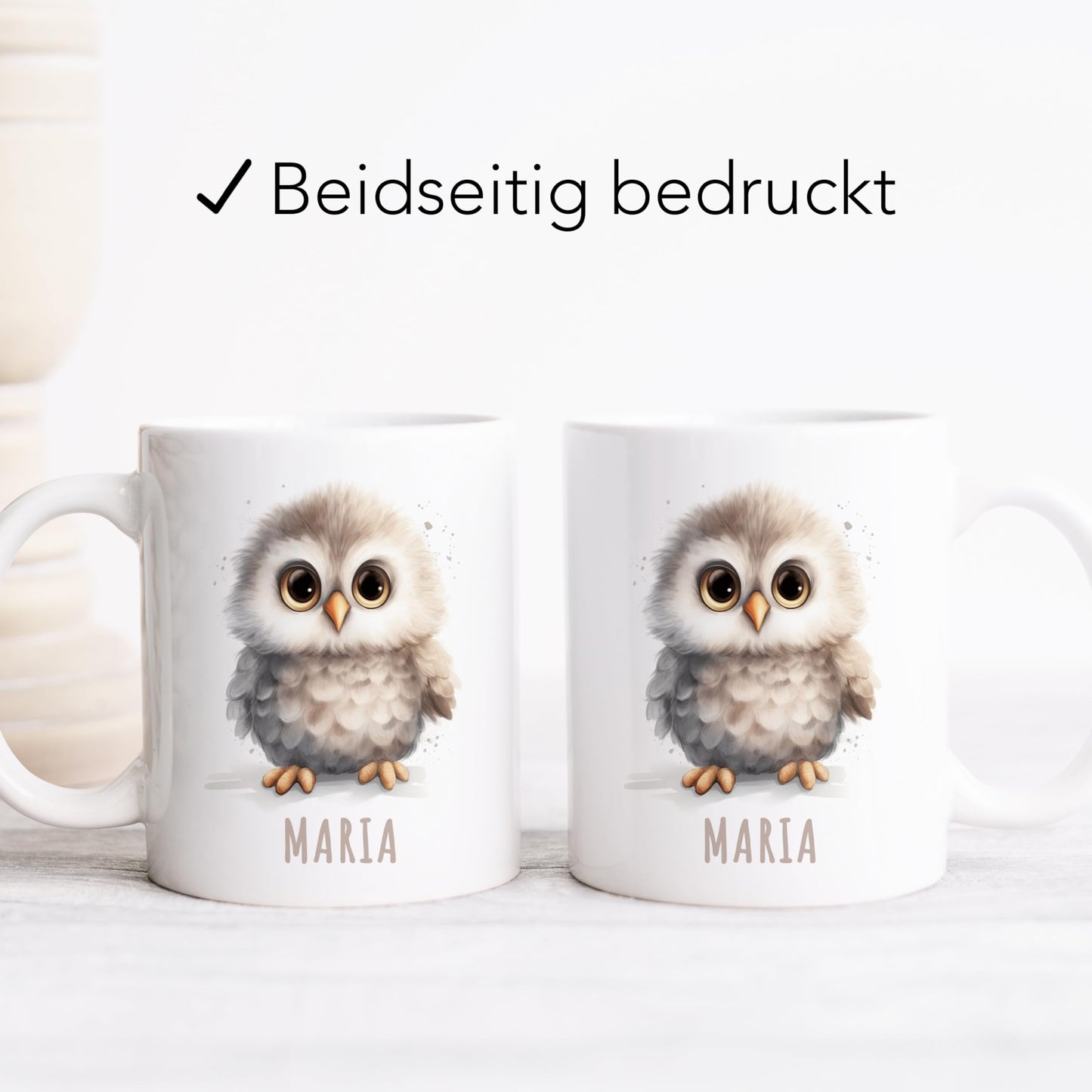 Eule Tasse personalisierte Kindertasse mit Namen Euletasse Namenstasse süßes Kinder Geschenk für Jungen & Mädchen Kaffeetasse Teetasse aus Keramik 330 ml