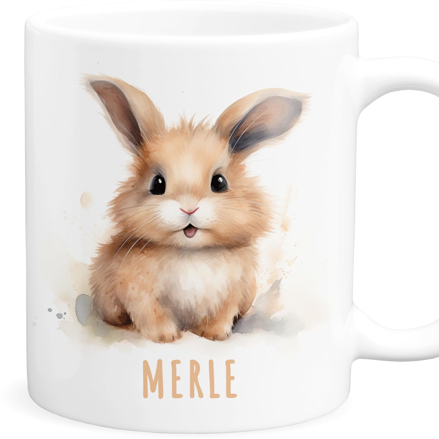Hase Tasse personalisierte Kindertasse mit Namen Hasentasse Namenstasse süßes Kinder Geschenk für Jungen & Mädchen Kaffeetasse Teetasse aus Keramik 330 ml