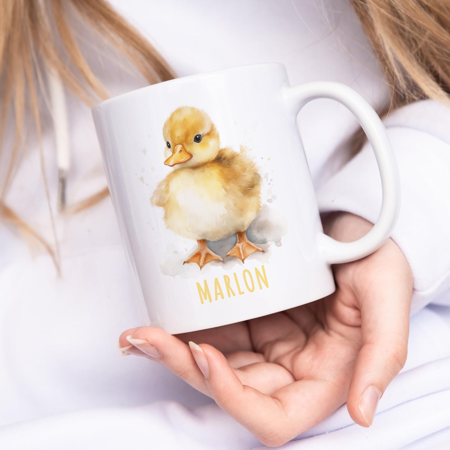 Enten Tasse personalisierte Kindertasse mit Namen Ententasse Namenstasse süßes Kinder Geschenk für Jungen & Mädchen Kaffeetasse Teetasse aus Keramik 330 ml