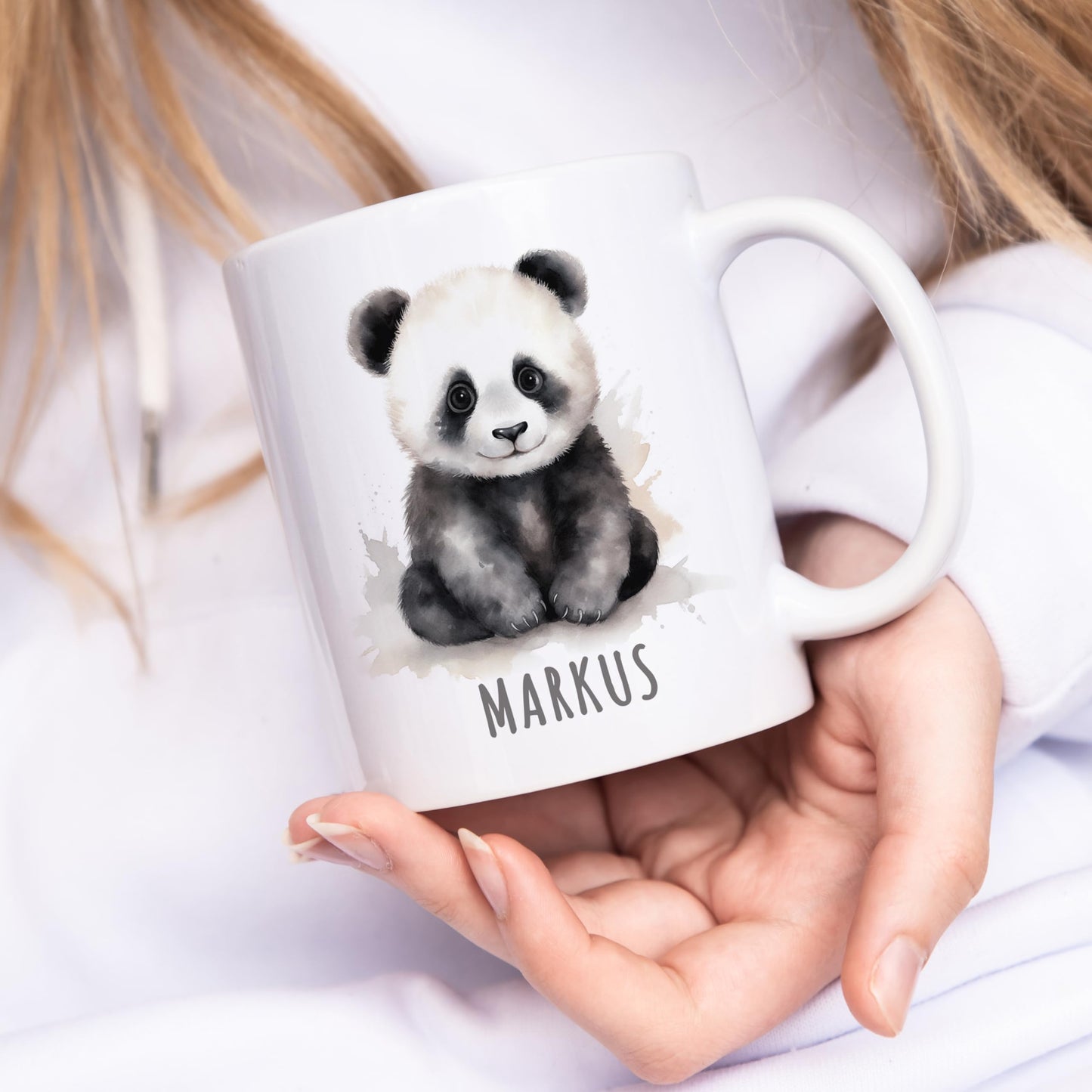 Panda Tasse personalisierte Kindertasse mit Namen Pandatasse Namenstasse süßes Kinder Geschenk für Jungen & Mädchen Kaffeetasse Teetasse aus Keramik 330 ml