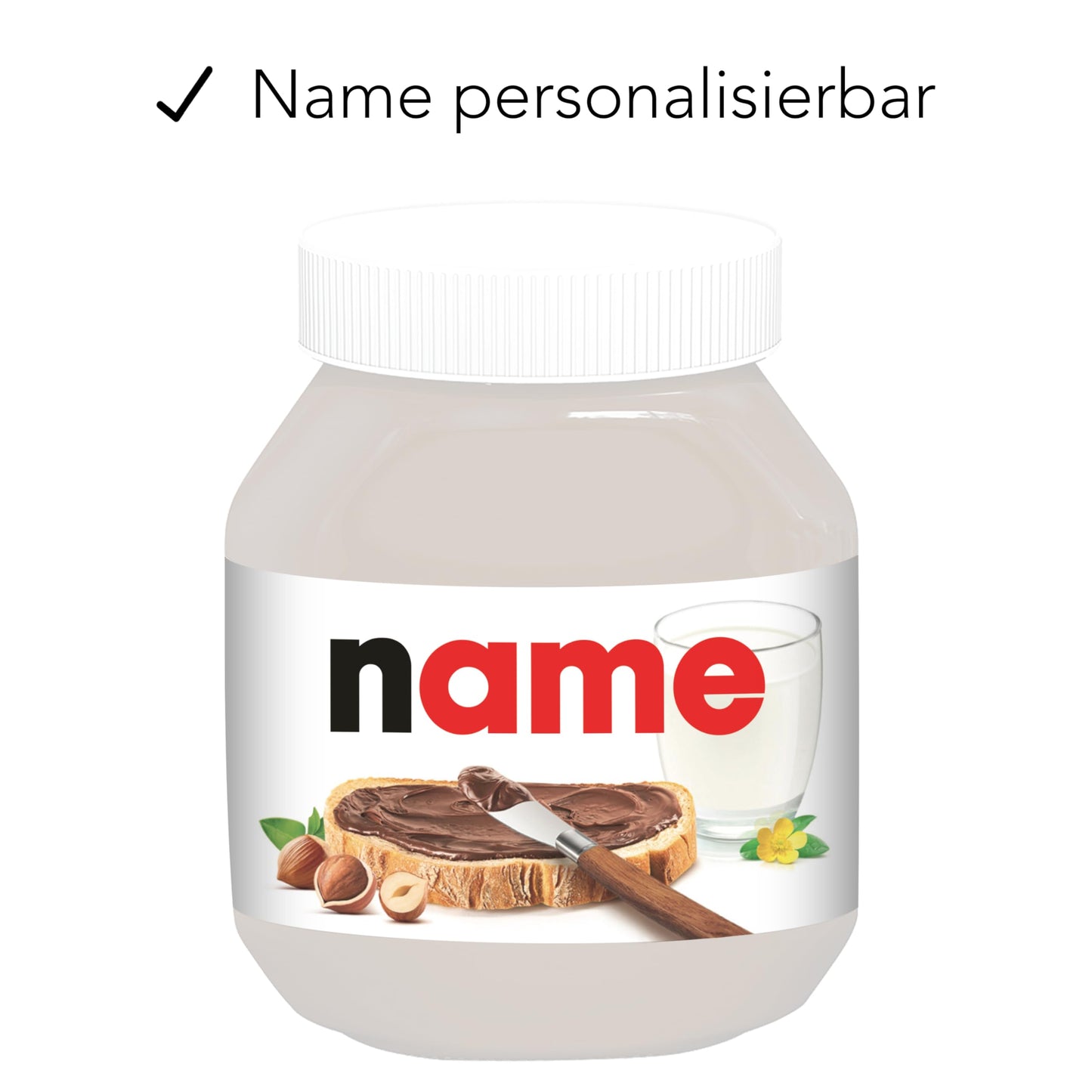 Schokoaufstrich Etiketten mit Namen personalisiert Aufkleber für z.B. Glas Nutella Geschenk zum Geburtstag 2 Stück | 6,5x15,5 cm