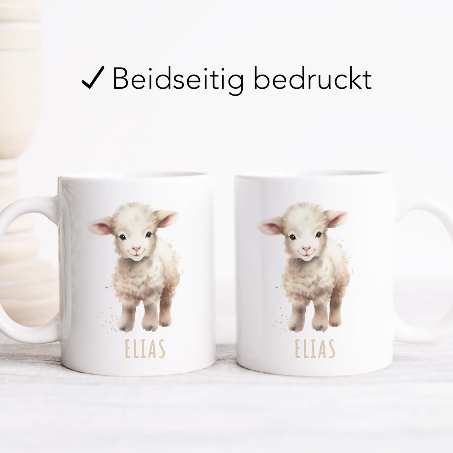 Schaf Tasse personalisierte Kindertasse mit Namen Schaftasse Namenstasse süßes Kinder Geschenk für Jungen & Mädchen Kaffeetasse Teetasse aus Keramik 330 ml