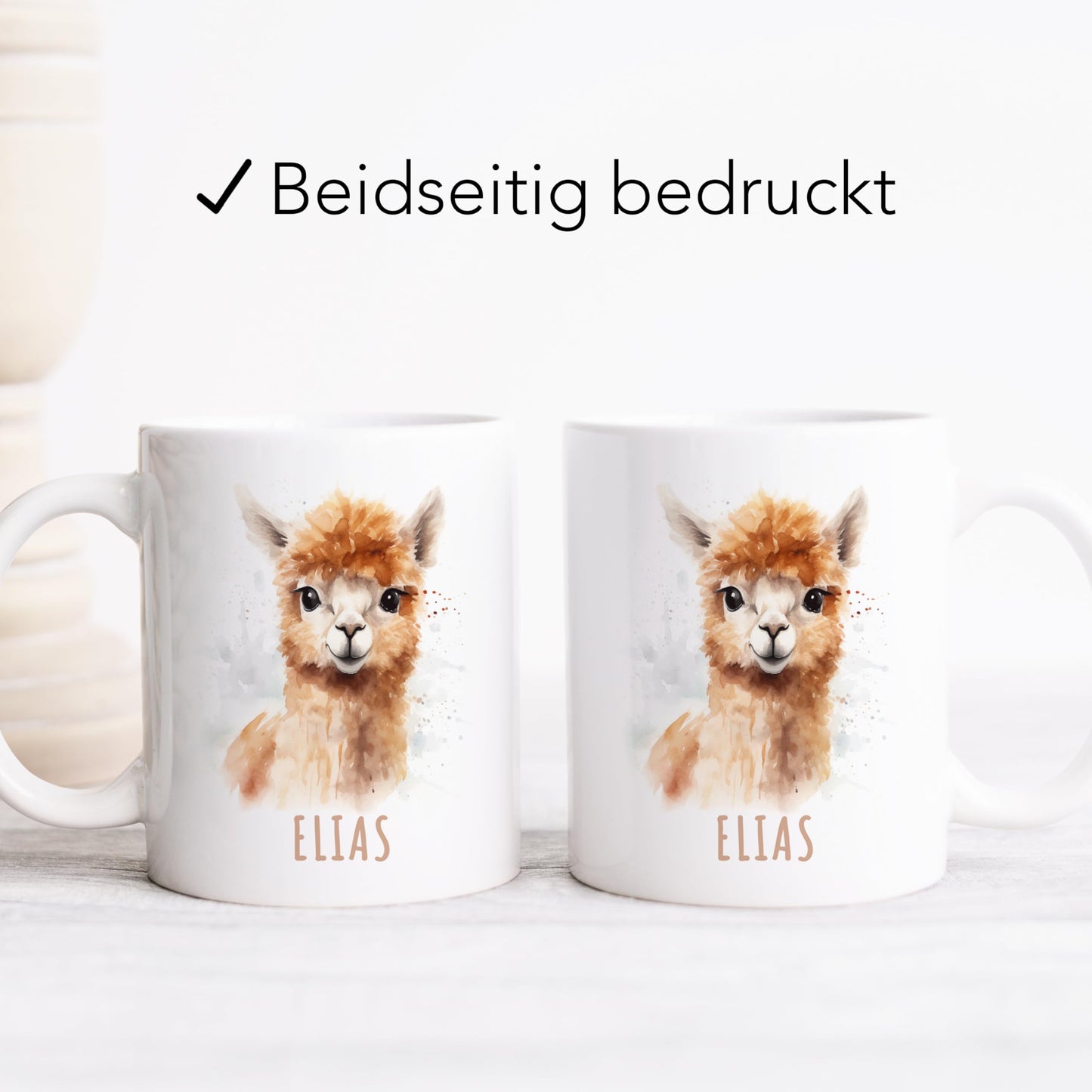 Alpaka Tasse personalisierte Kindertasse mit Namen Alpakatasse Namenstasse süßes Kinder Geschenk für Jungen & Mädchen Kaffeetasse Teetasse aus Keramik 330 ml
