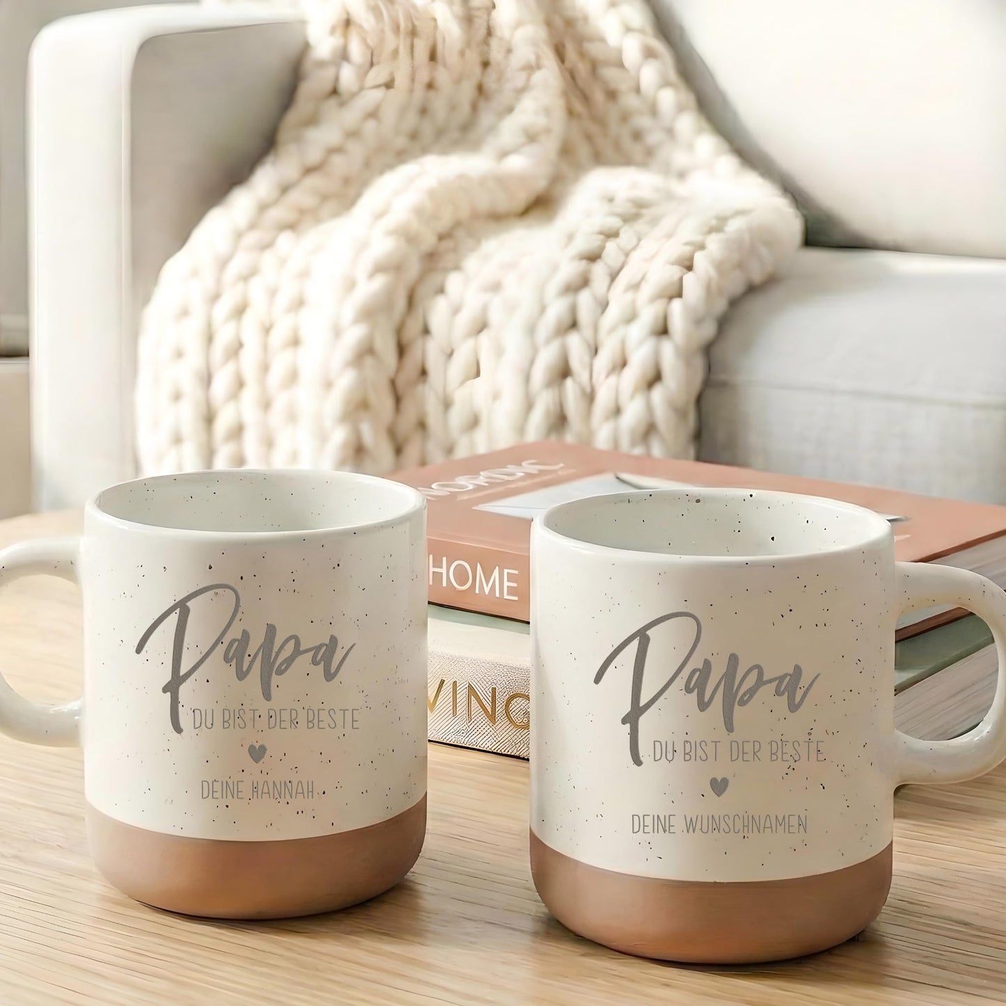 Vatertagsgeschenk Steingut Tasse Papa personalisiert mit Gravur Sohn Tochter Vater Geschenk zum Vatertag Kaffeebecher Kaffeetasse