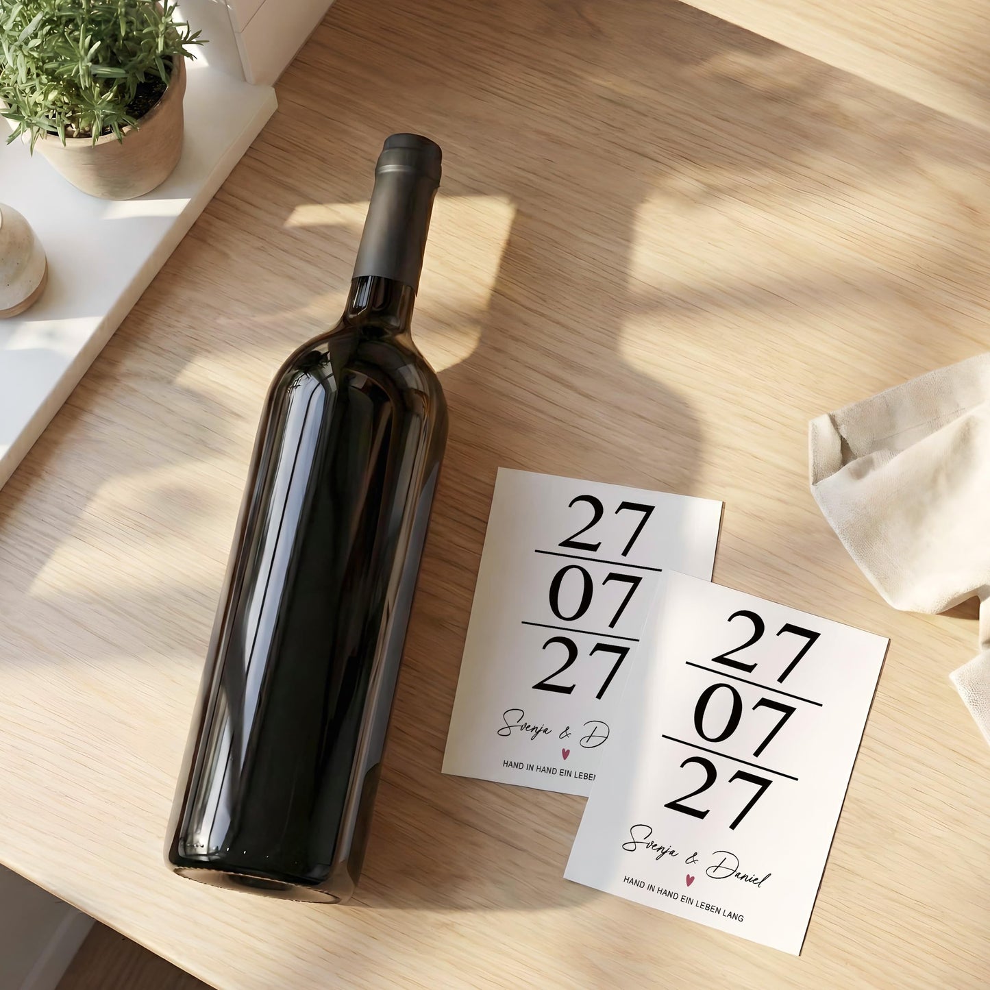 Flaschenetiketten zur Hochzeit personalisiert Weinetiketten Hochzeitsgeschenk Wein Geschenk | 2 Stück | 10x12 cm