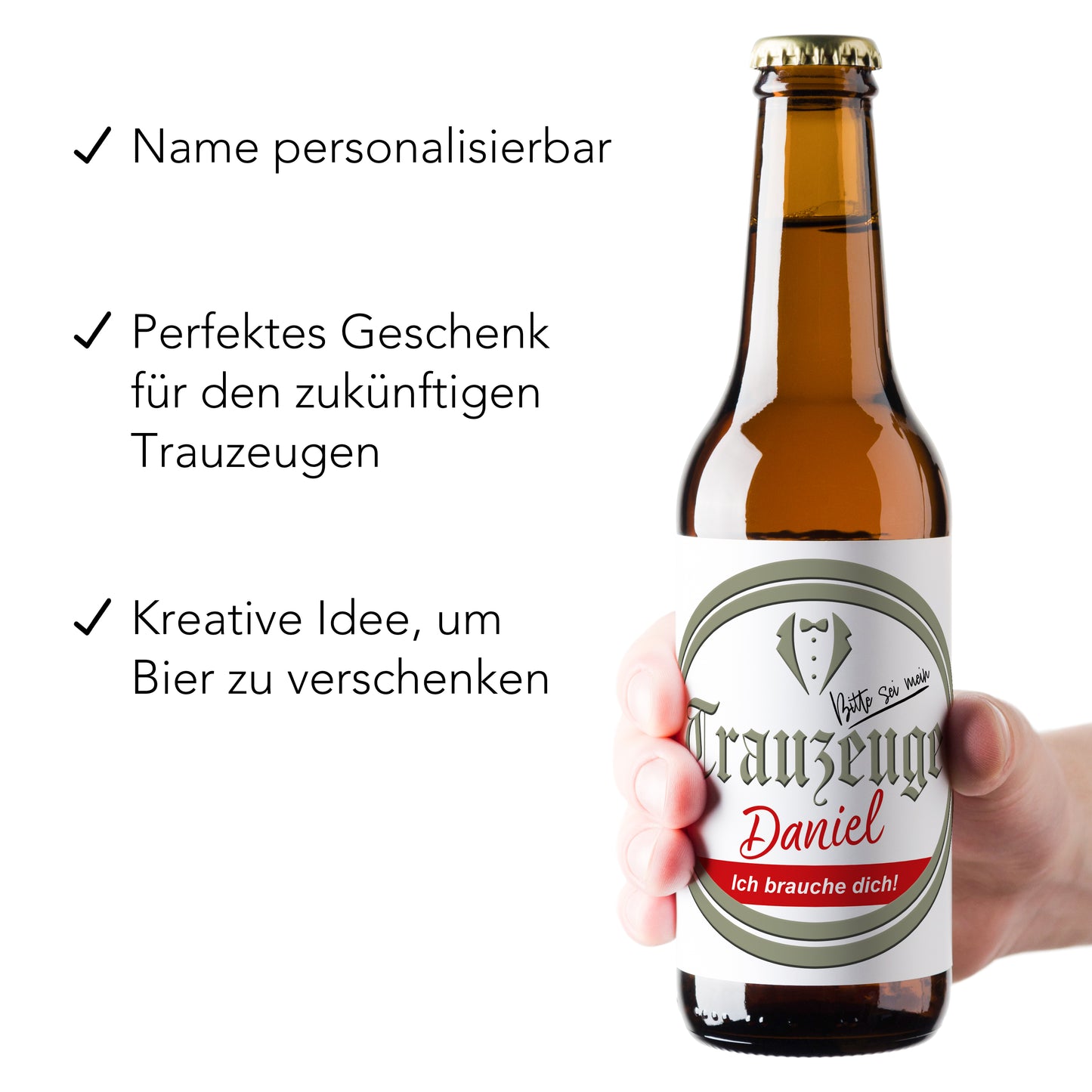 Willst du mein Trauzeuge sein Mann Bierflaschen Etikett personalisiert Bier Geschenk Trauzeuge fragen Flaschenetikett Bieretiketten 2 Stück | 9x9 cm