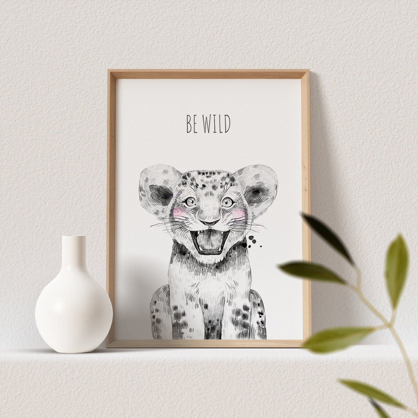 Kinderzimmer Poster Tiger Baby Tiere Safari Animals Babyzimmer Personalisierbarer Text