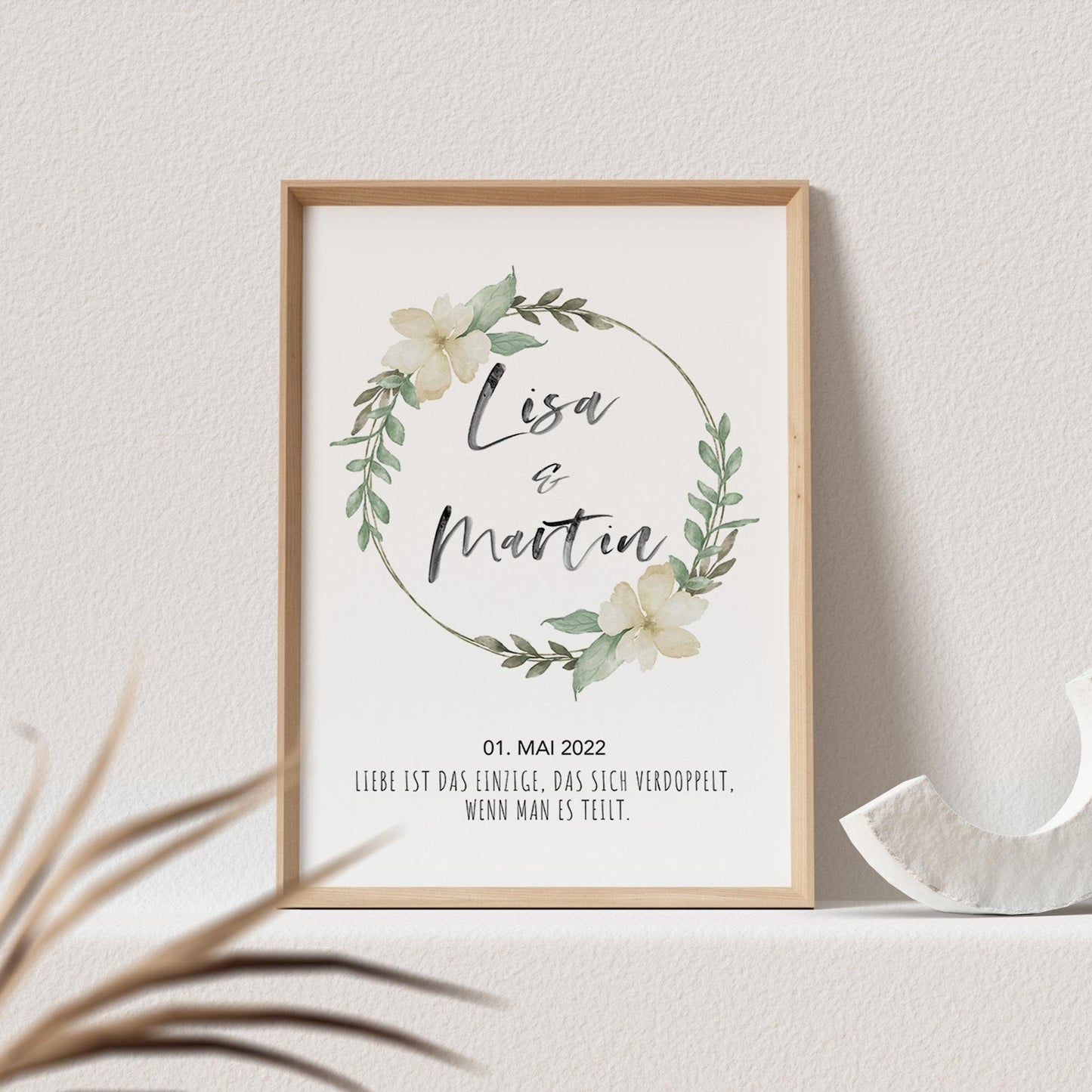 Hochzeitsposter Personalisiert mit personalisierbaren Namen Hochzeitstag und Hochzeitsspruch Hochzeitsgeschenk