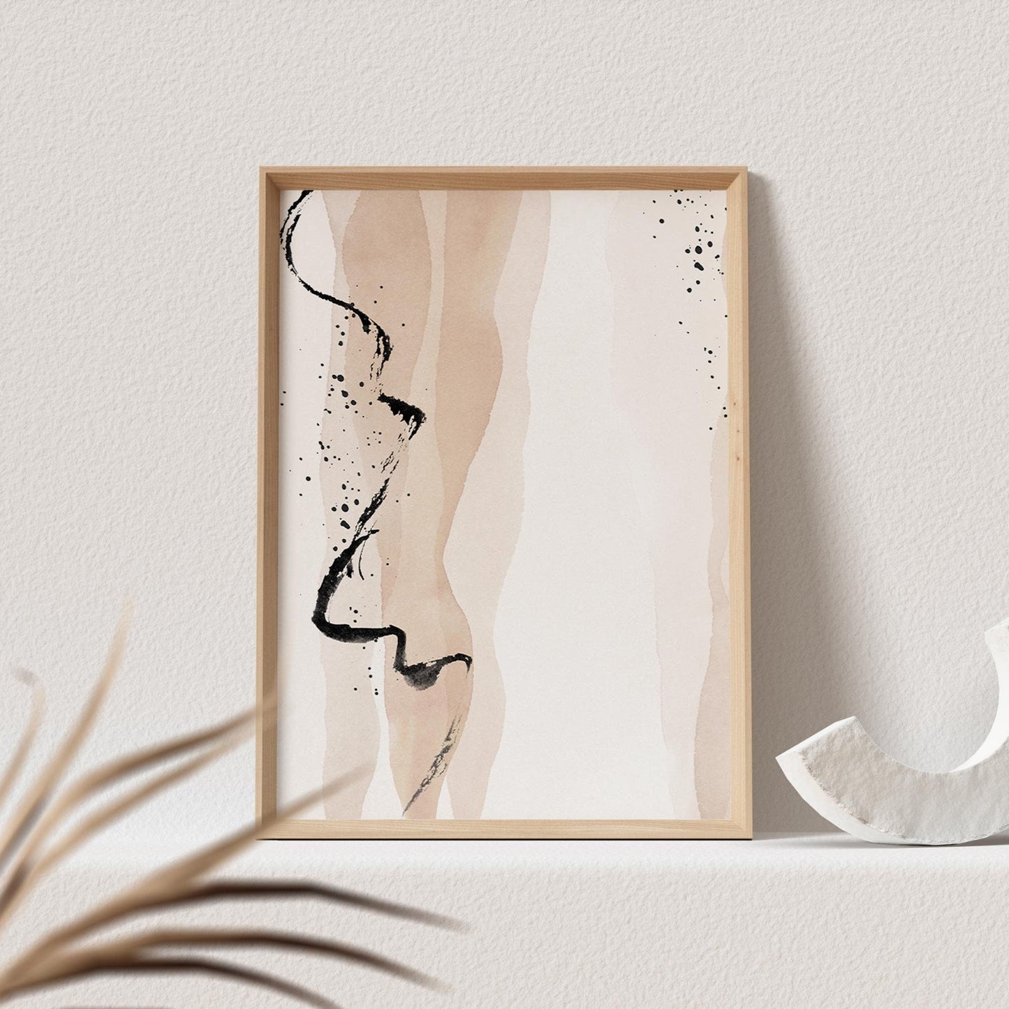 Boho Poster Beige Minimalistisch Print Abstrakter Kunstdruck Nordisches Bild Wandkunst Wanddeko