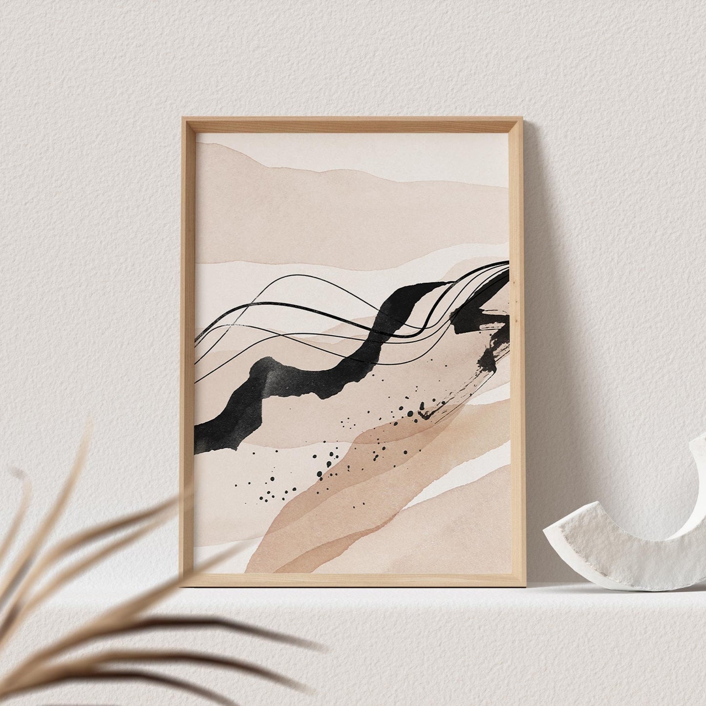 Boho Poster Beige Minimalistisch Print Abstrakter Kunstdruck Nordisches Bild Wandkunst Wanddeko