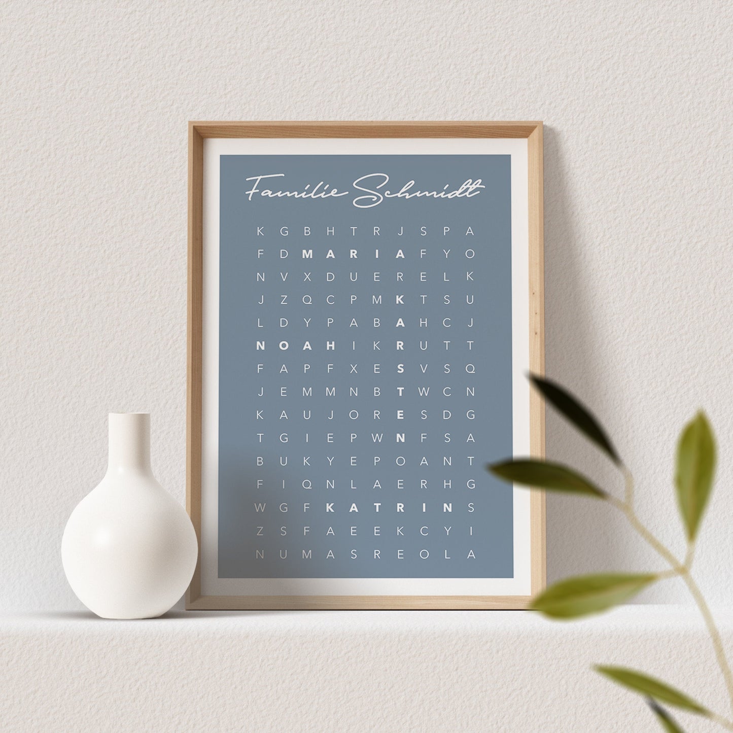 Suchsel Familienposter Personalisiert Familie Poster Buchstabenrätsel Kreuzworträtsel Bild Geschenk | Farbe nach Wunsch