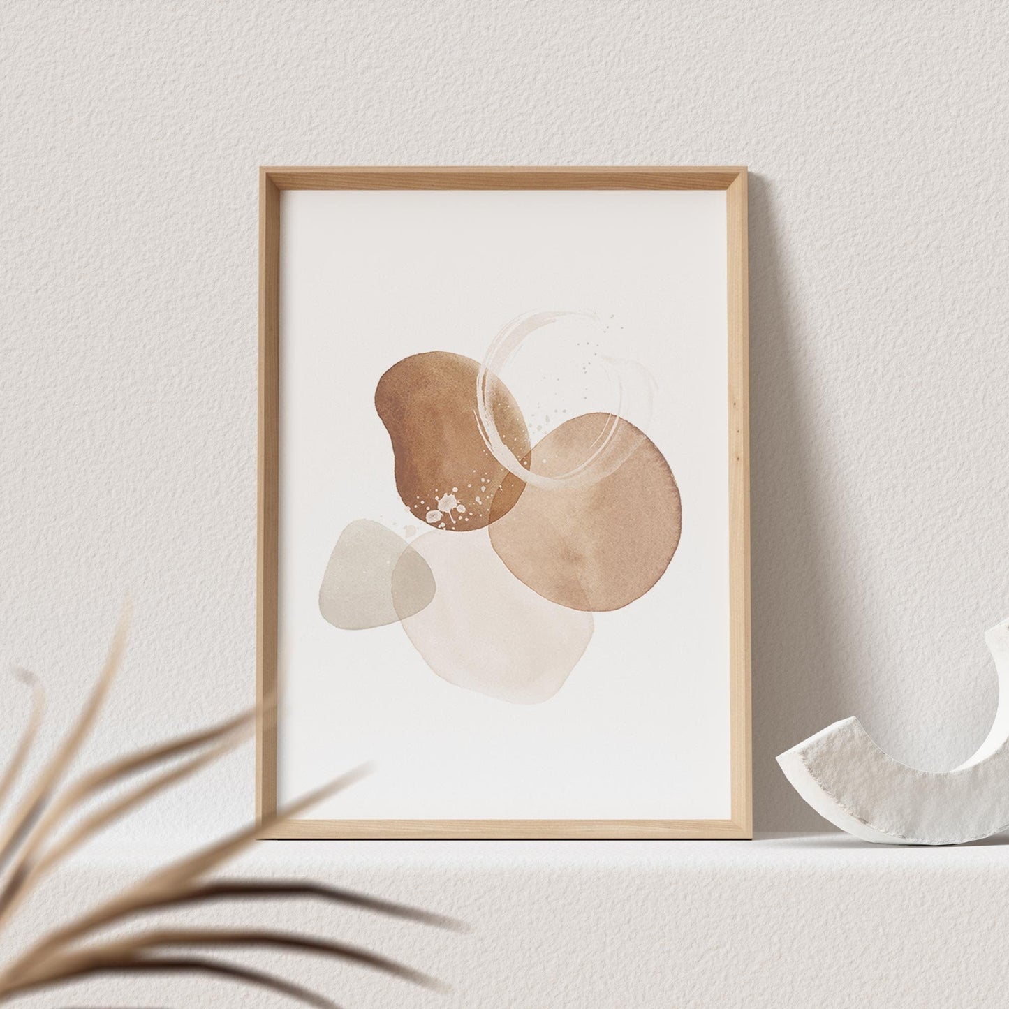 Abstrakte Kunst Poster Beige Boho Minimalistische Formen Print Bild Wandkunst Wanddeko