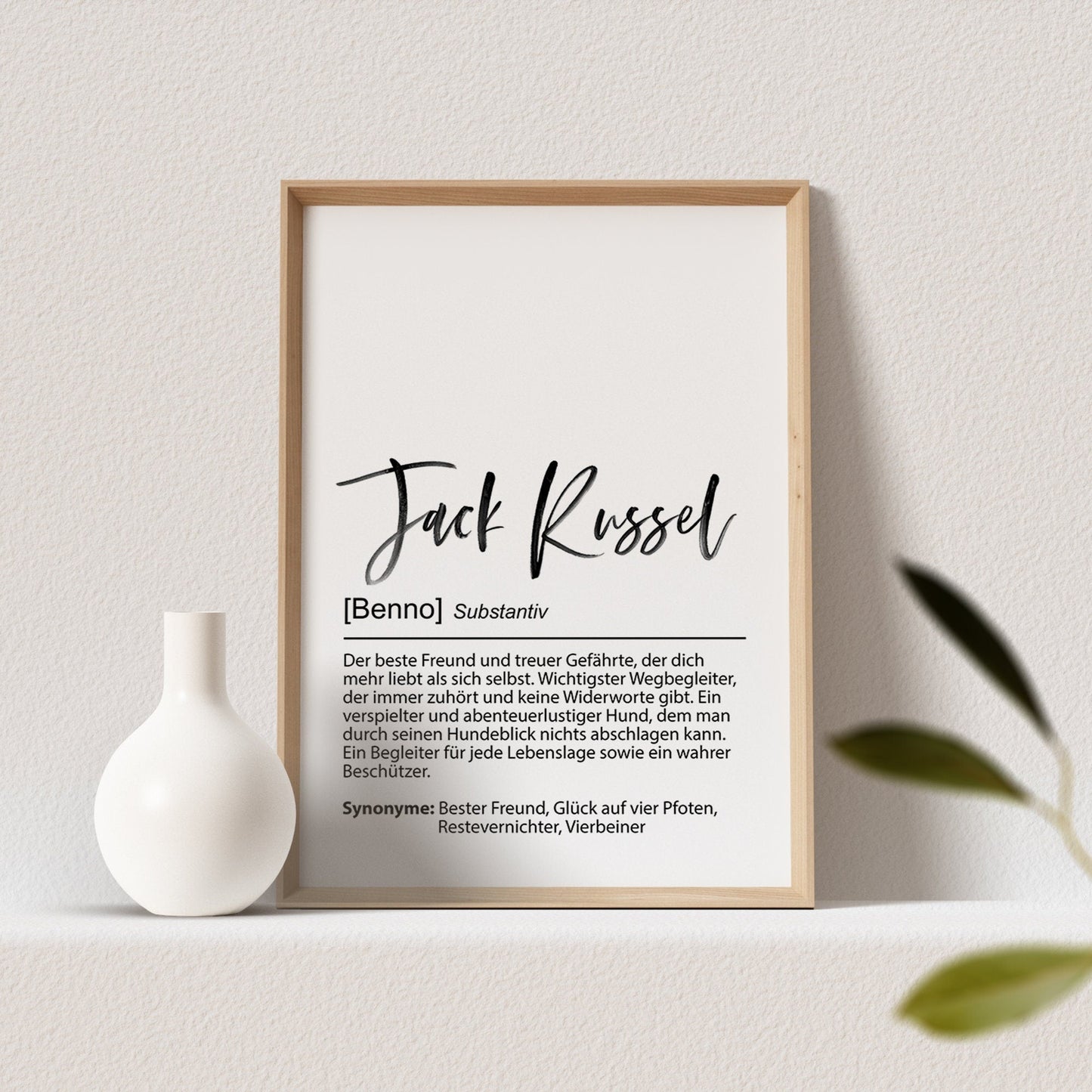 Jack Russell Terrier Geschenk Hundeposter Personalisiert Hundebild Definition Hunde Geschenk für Hundebesitzer (OHNE RAHMEN)