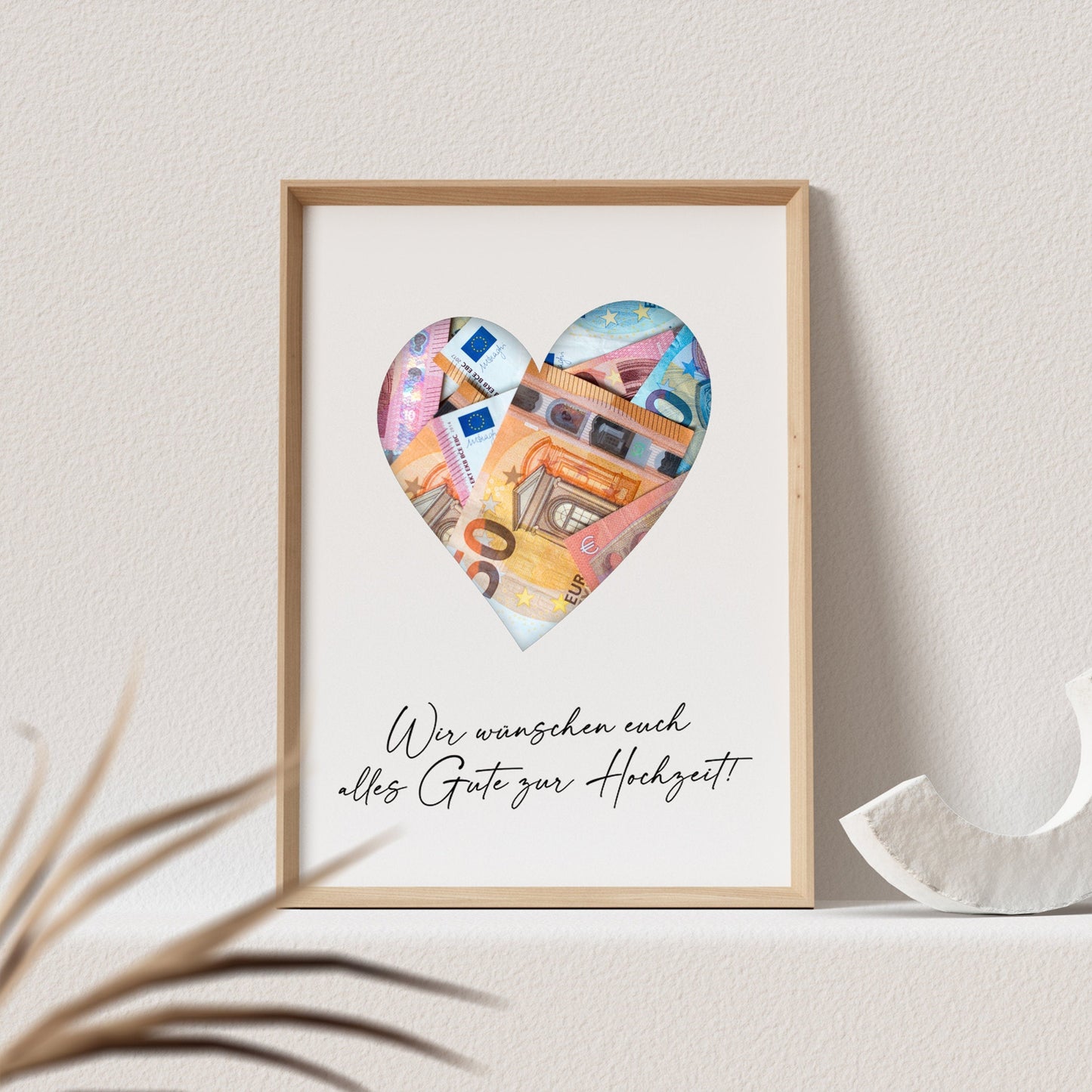 Hochzeit Geldgeschenk Personalisierbar Herz mit Spruch Hochzeitsposter Hochzeitsgeschenk (OHNE RAHMEN)