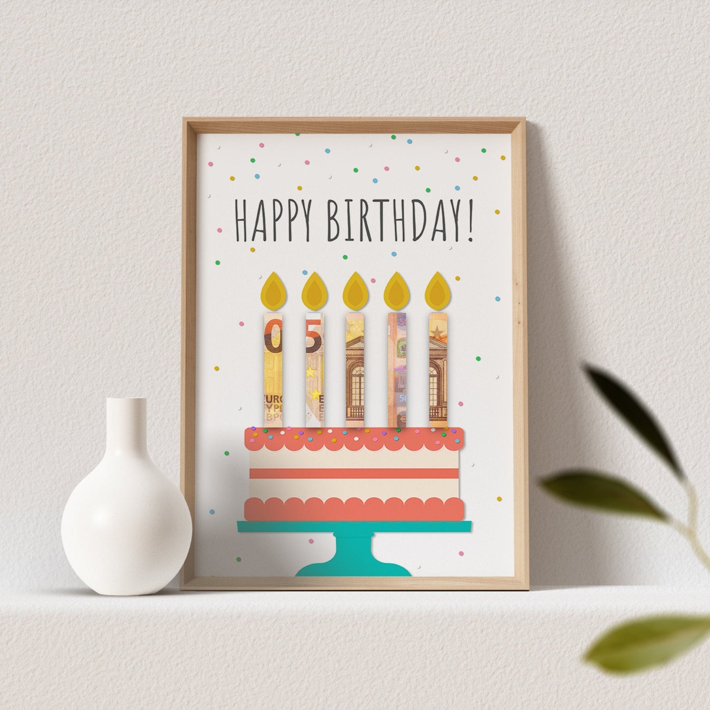 Geldgeschenk Geburtstag Poster Geburtstagsgeschenk Geburtstagsposter Geburtstagstorte Personalisierbar DIN A4 (OHNE RAHMEN)