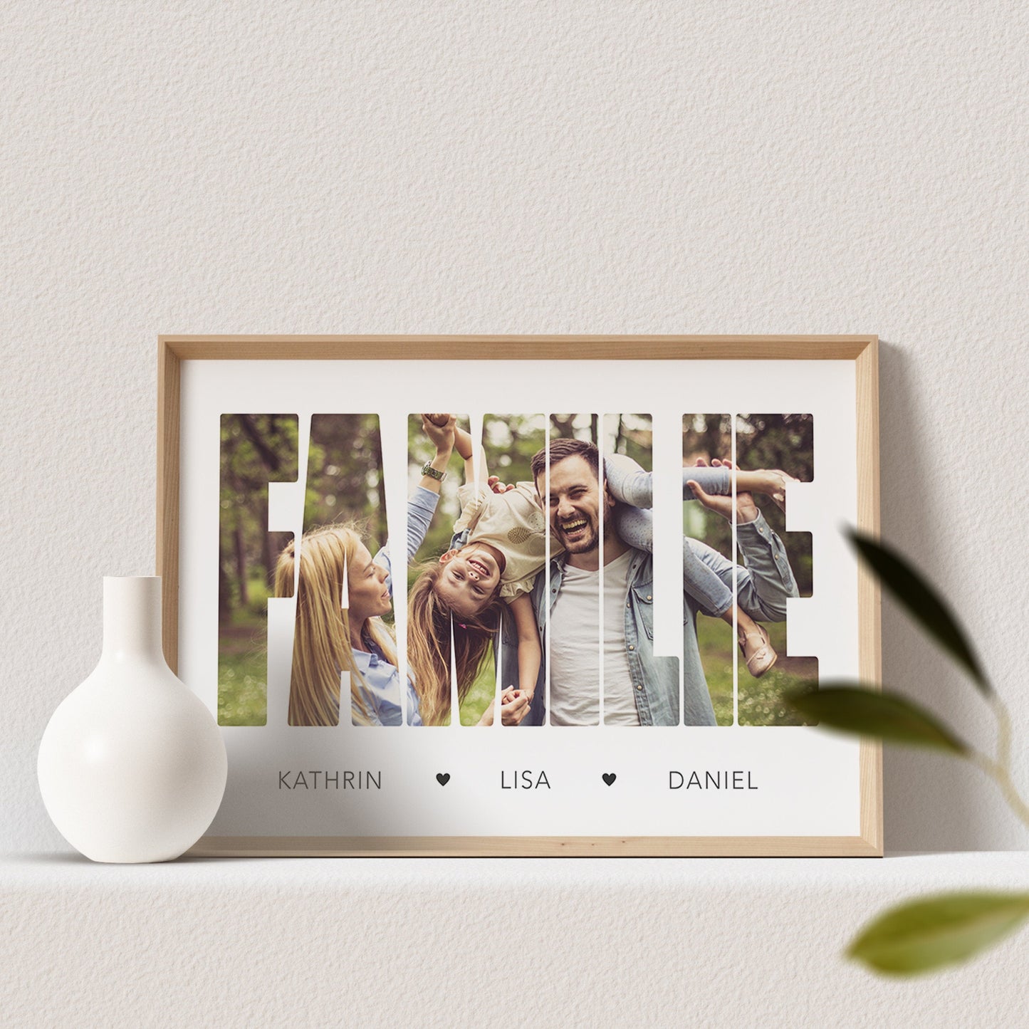 Familie Poster Foto Personalisiert mit Namen und Herzen Fotoposter Bild Familiengeschenk (OHNE RAHMEN)