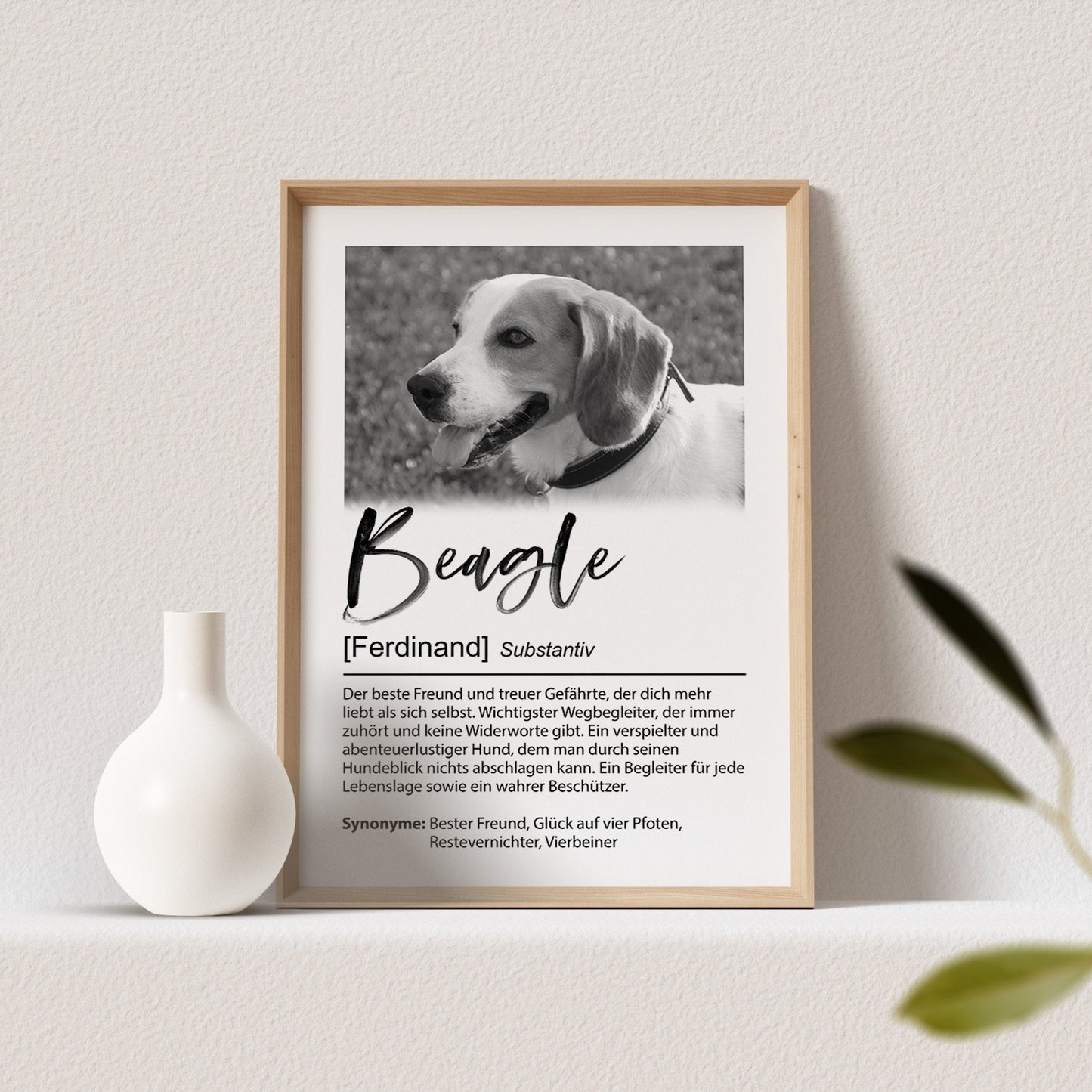 Hundeposter Personalisiert mit Foto Hundebild Hunderasse Definition Hunde Geschenk für Hundebesitzer (OHNE RAHMEN)