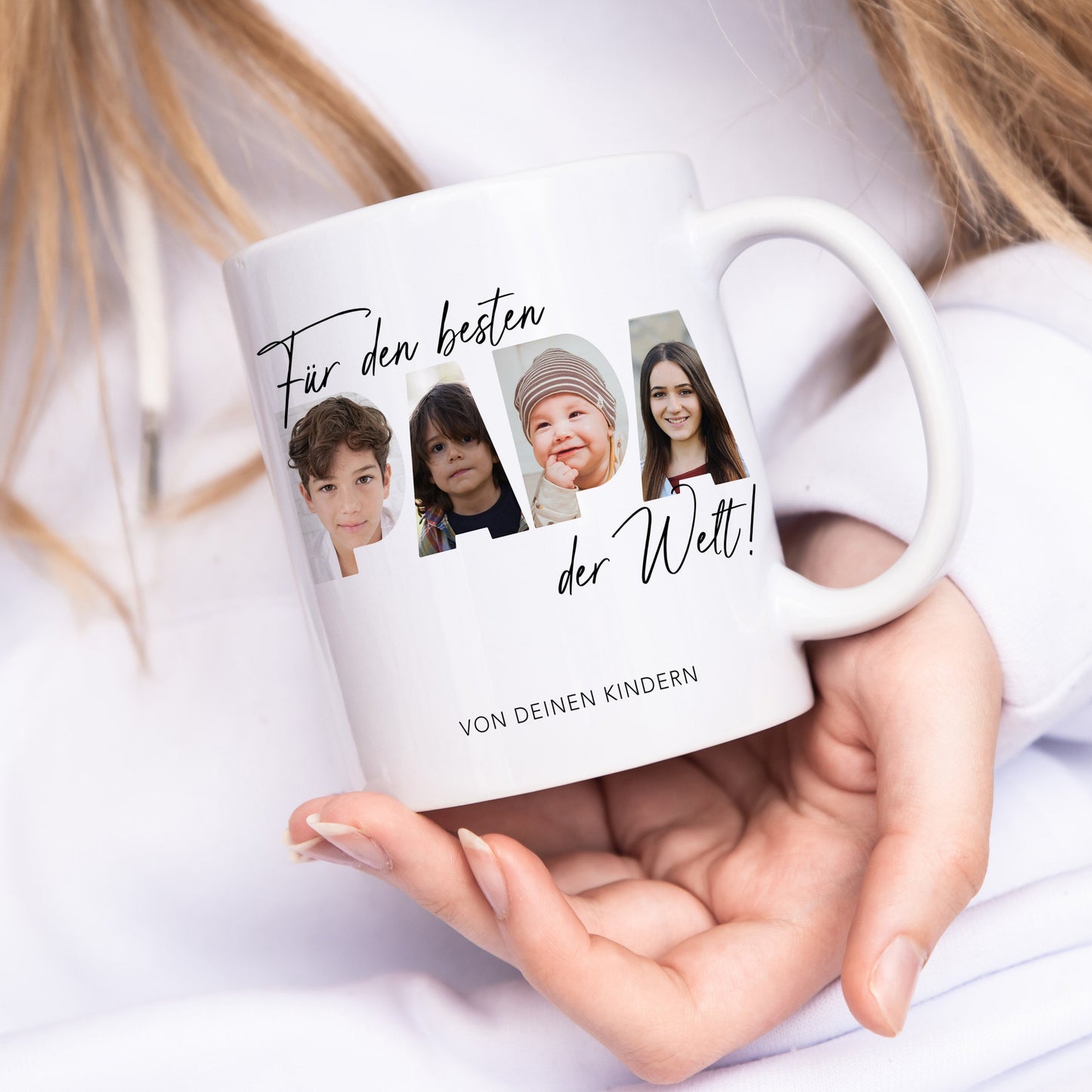 Papa Geschenk zum Geburtstag Fototasse Vater personalisiert Tasse mit Fotos der Kinder Bester Papa der Welt Vatertagsgeschenk