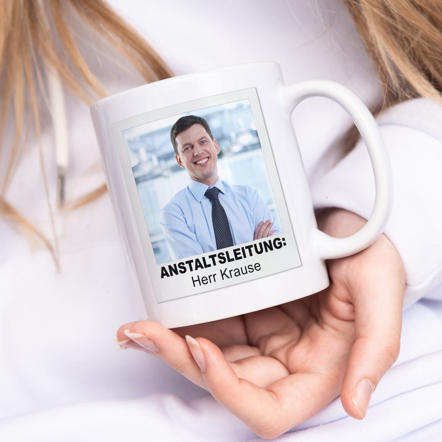 Anstaltsleitung Tasse mit Foto Personalisiert Geschenk für Chefin Chef Kollegen Lustige Kaffeetasse für Büro Kaffeebecher mit Spruch