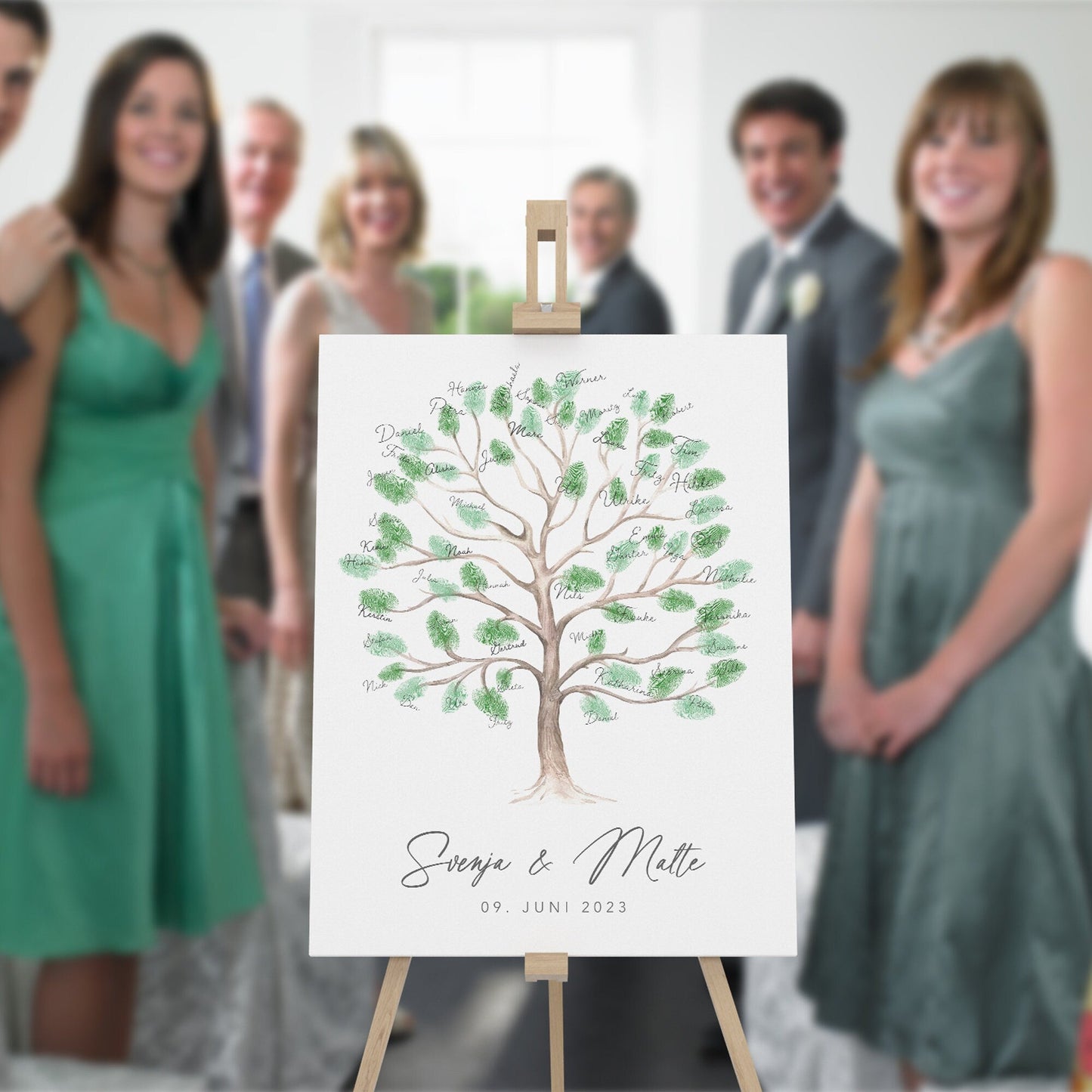 Leinwand Hochzeit Gästebuch Fingerabdruck personalisiert Hochzeitsbaum 30x40 cm (OHNE Farbe)