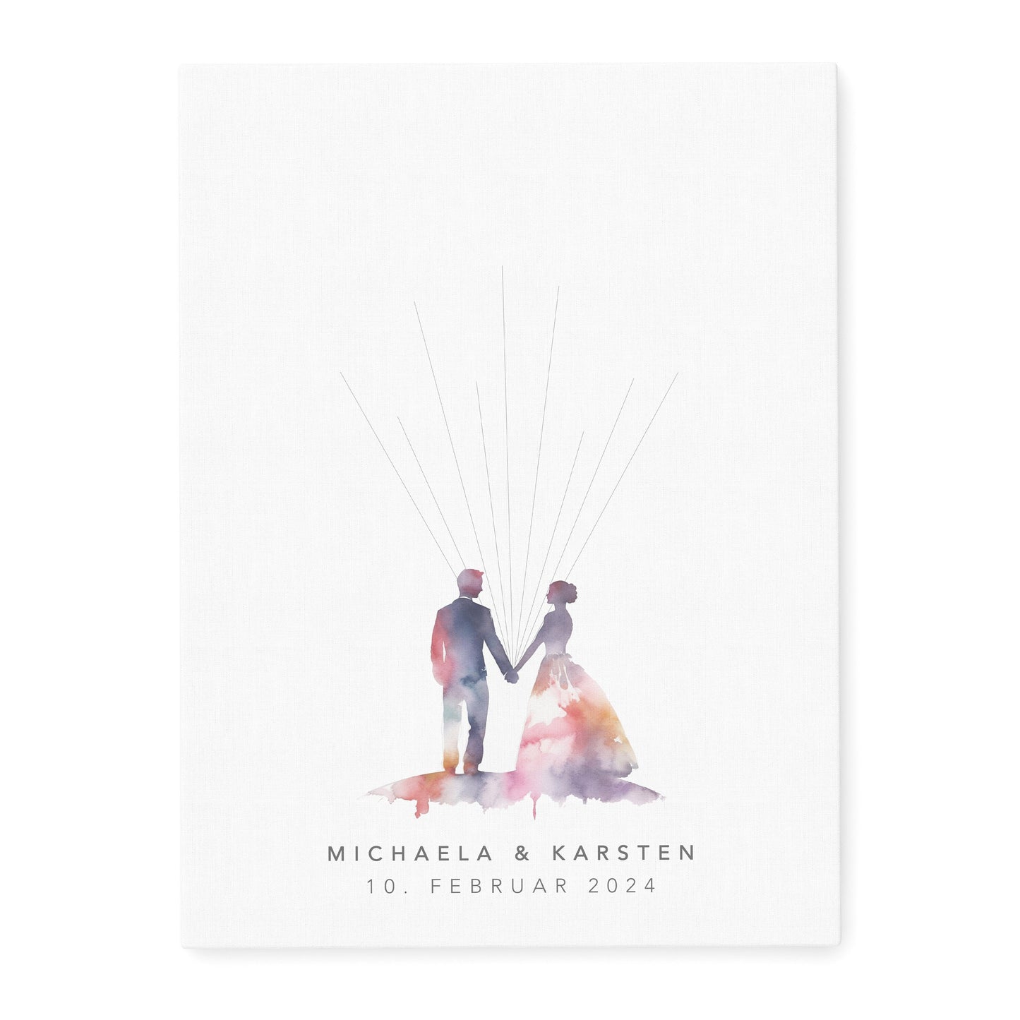 Leinwand Hochzeit Gästebuch Fingerabdruck personalisiert Brautpaar 30x40 cm (OHNE Farbe)