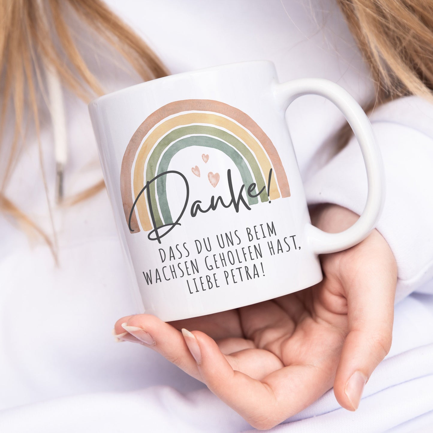 Abschiedsgeschenk Erzieherin Tasse personalisiert "Danke dass du mir beim wachsen geholfen hast" Dankeschön Geschenk
