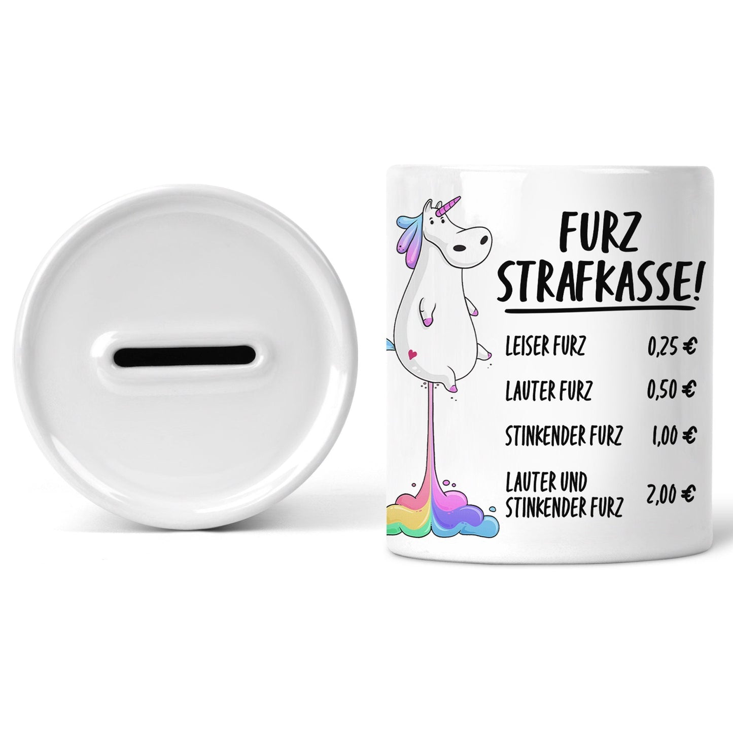 Lustige Einhorn Spardose Furzkasse Furzstrafkasse Strafkasse Furz Witziges Geschenk aus Keramik