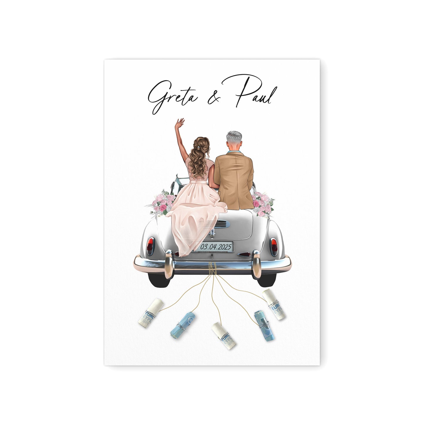 Hochzeitsgeschenk Geld Geldgeschenk Zur Hochzeit personalisiertes Bild für Brautpaar Geschenk (mit oder ohne Rahmen)